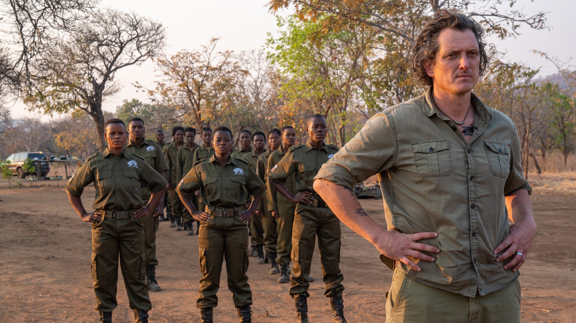Zimbabwe - Damien Mander with Akashinga recruits. (Kim Butts)