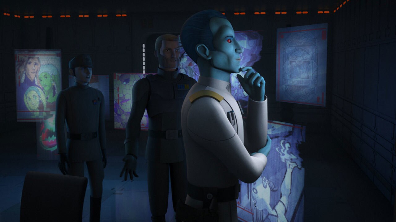 Meanwhile, Thrawn studies art he’s gathered, focusing on Sabine’s graffiti. He believes these reb...