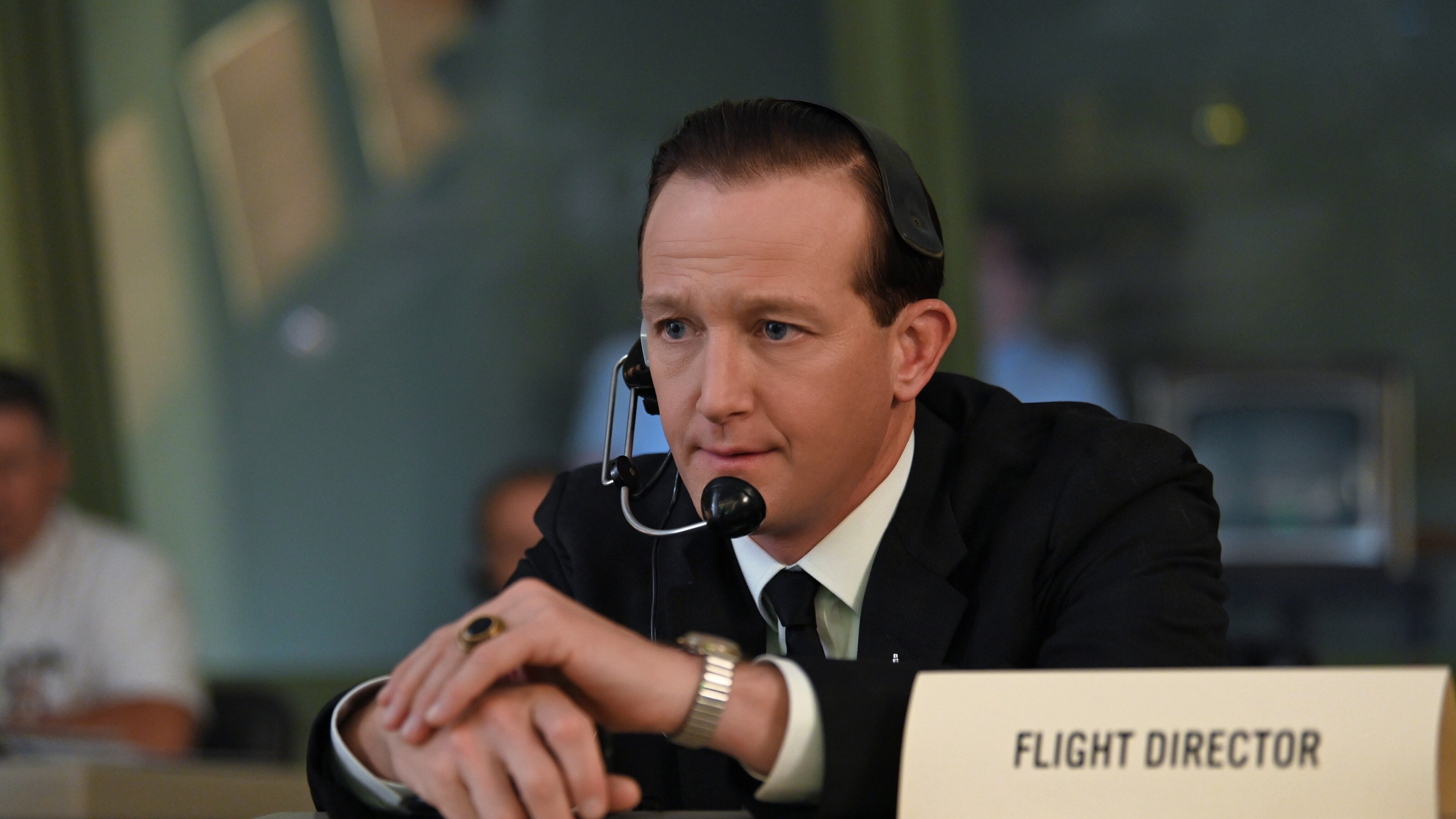 Chris Kraft played by Eric Ladin in Mercury Control Center during the Mercury-Redstone launch in National Geographic's THE RIGHT STUFF streaming on Disney+. (Credit: National Geographic/Gene Page)