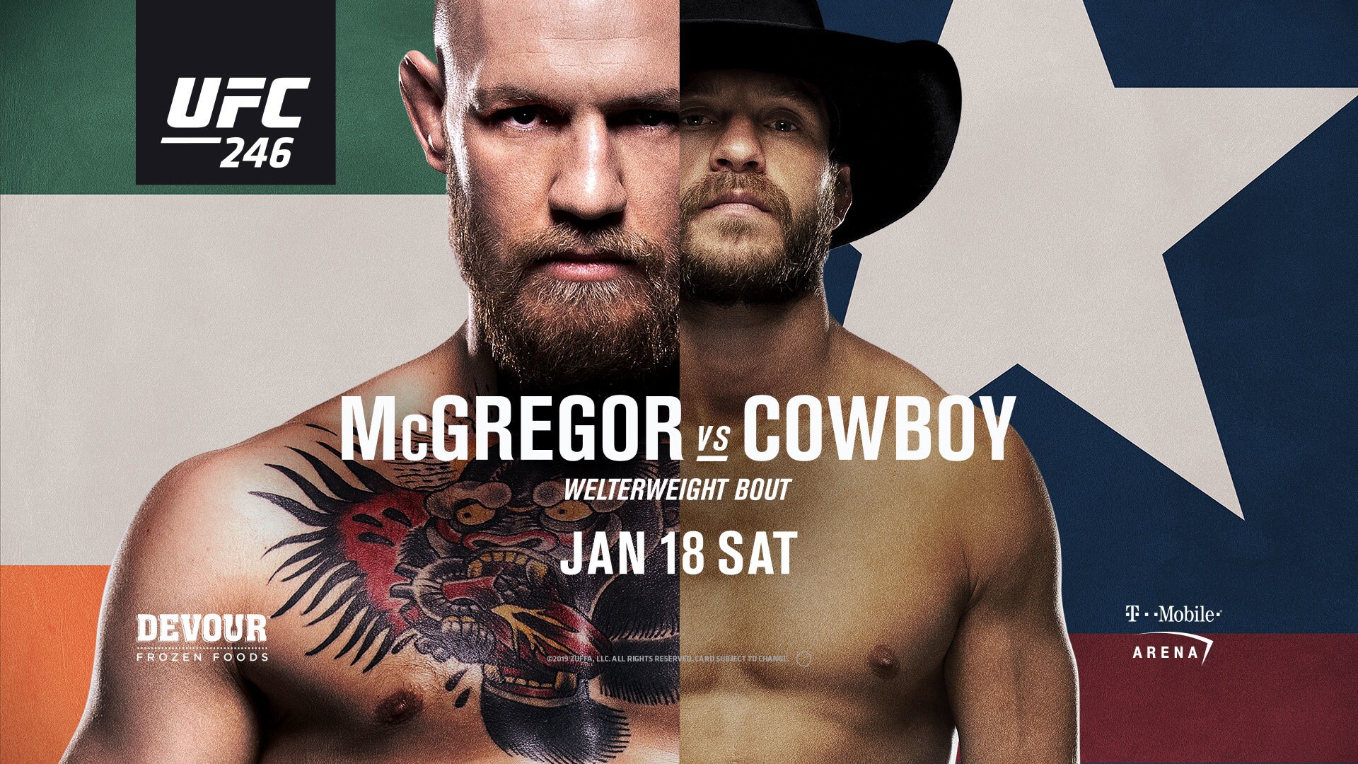 UFC 246 Conor Mcgregor Vs.Donald Cerrone Fotodruck Poster Las Vegas Mma 2020 