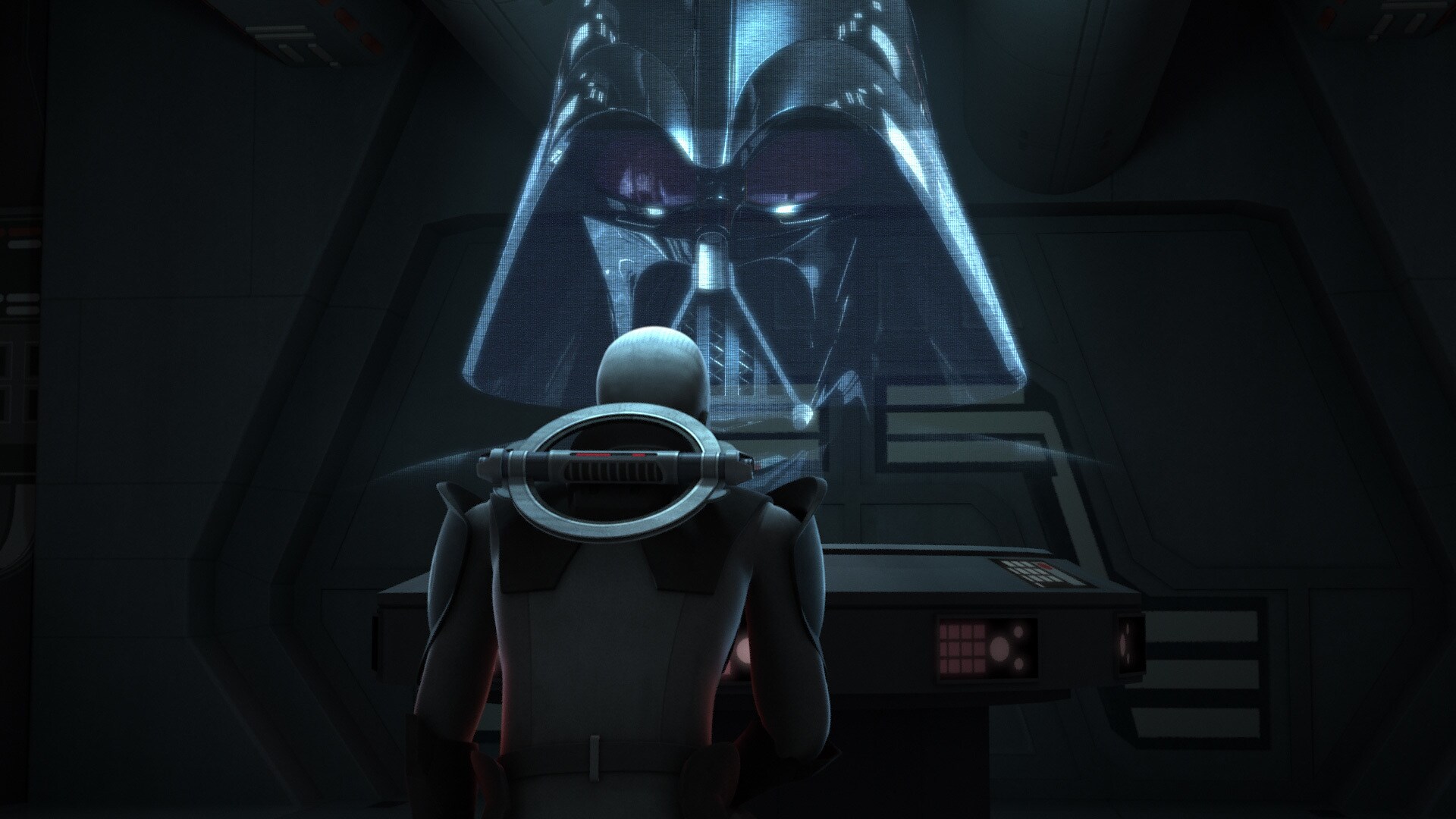 The Inquisitor contacts the dreaded Sith Lord, Darth Vader. "The Jedi Knights are all but destroy...