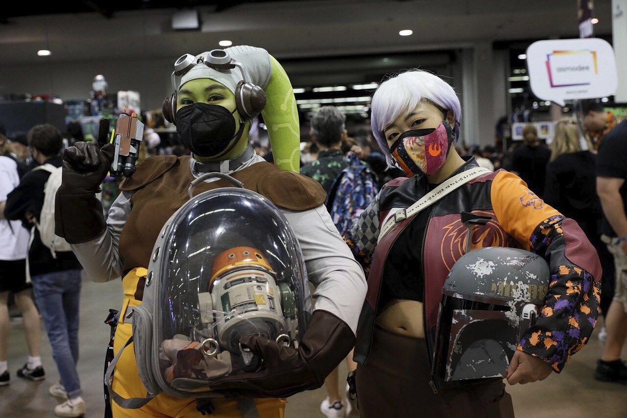 Fans at Star Wars Celebration with their backpacks