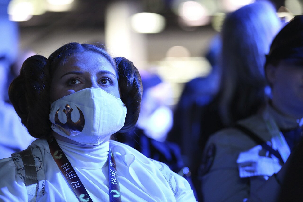 A fan dressed as Leia at Star Wars Celebration