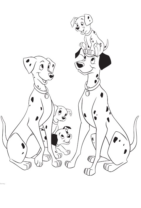 101 Dalmatians Family colouring sheet