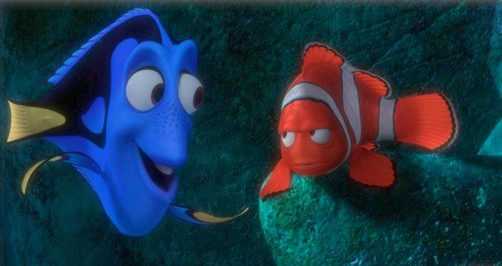 Dori attempts to cheer up Nemo in "Finding Nemo"