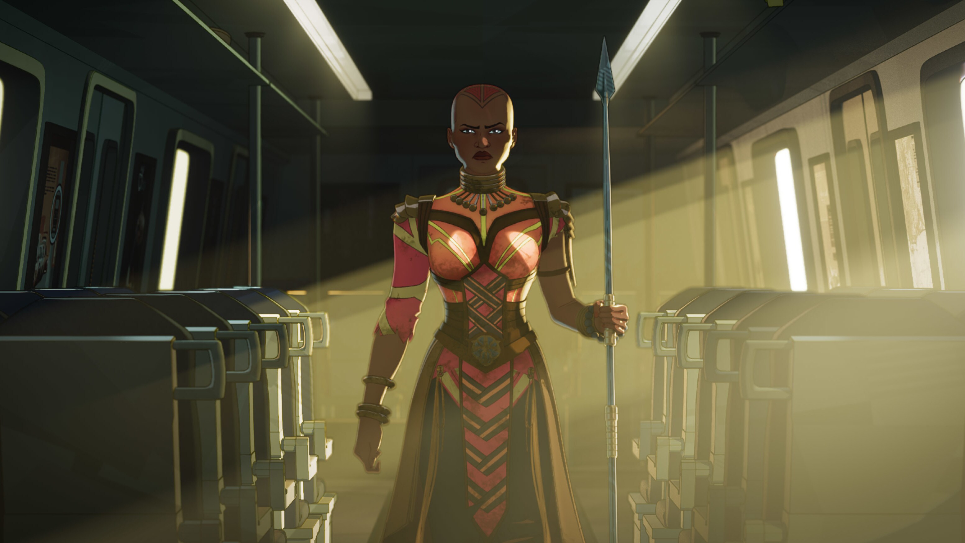 Okoye in Marvel Studios' WHAT IF…? exclusively on Disney+. ©Marvel Studios 2021. All Rights Reserved.