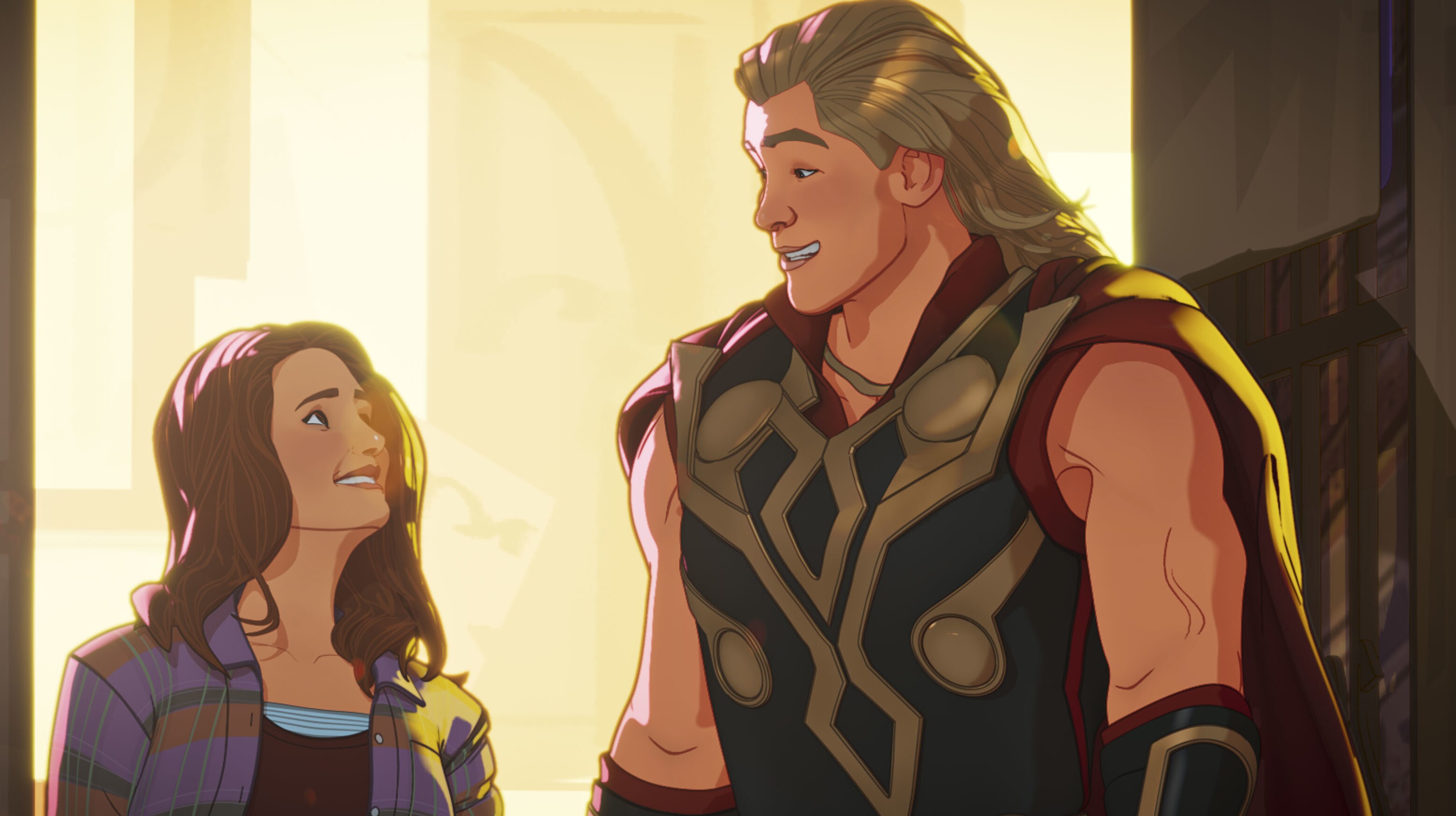 Jane Foster and Party Thor in Marvel Studios' WHAT IF…? exclusively on Disney+. ©Marvel Studios 2021. All Rights Reserved.