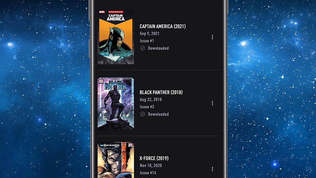 Downloads App Screen Image on Space background