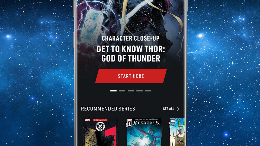 Thor App Screen Image on Space Background