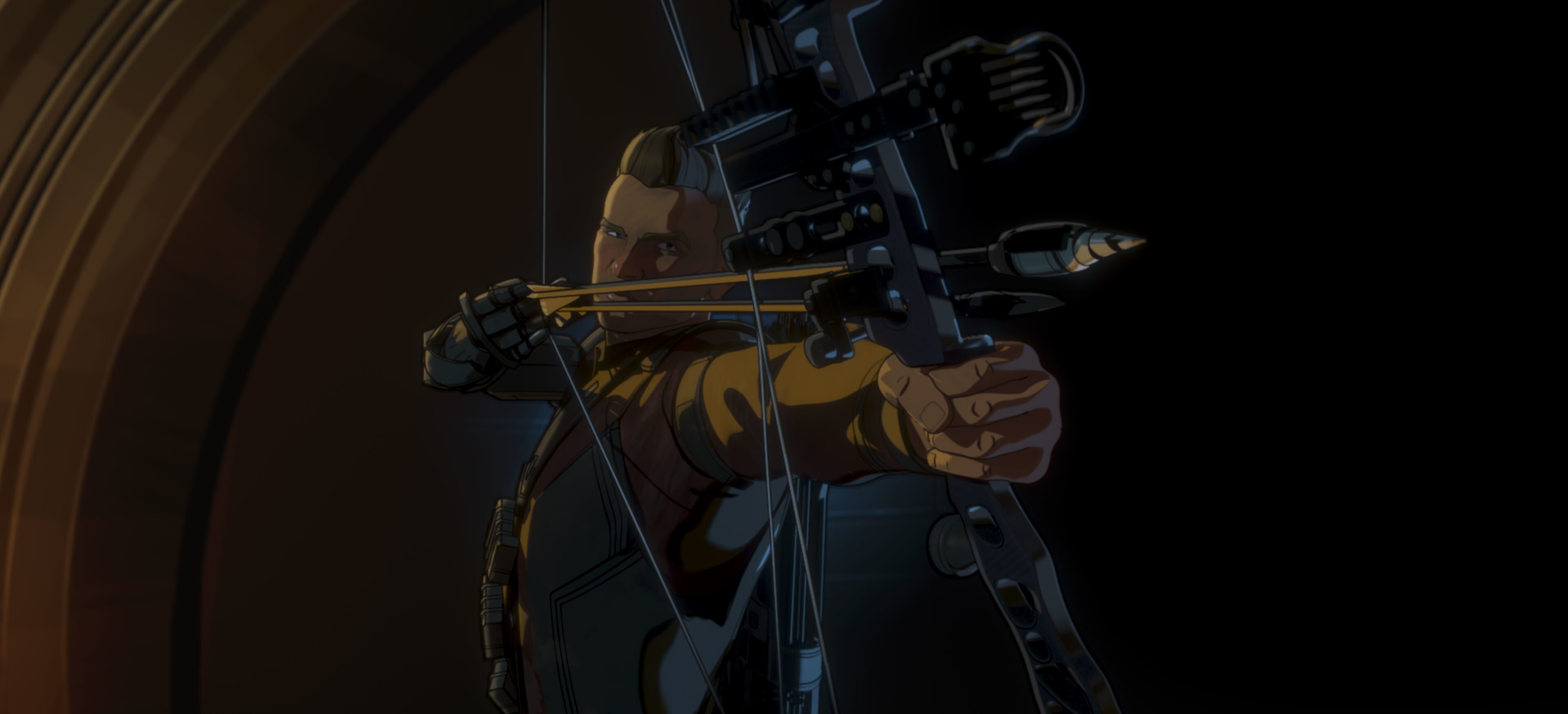 Post-Apocalyptic Hawkeye in Marvel Studios' WHAT IF...? exclusively on Disney+. ©Marvel Studios 2021. All Rights Reserved.