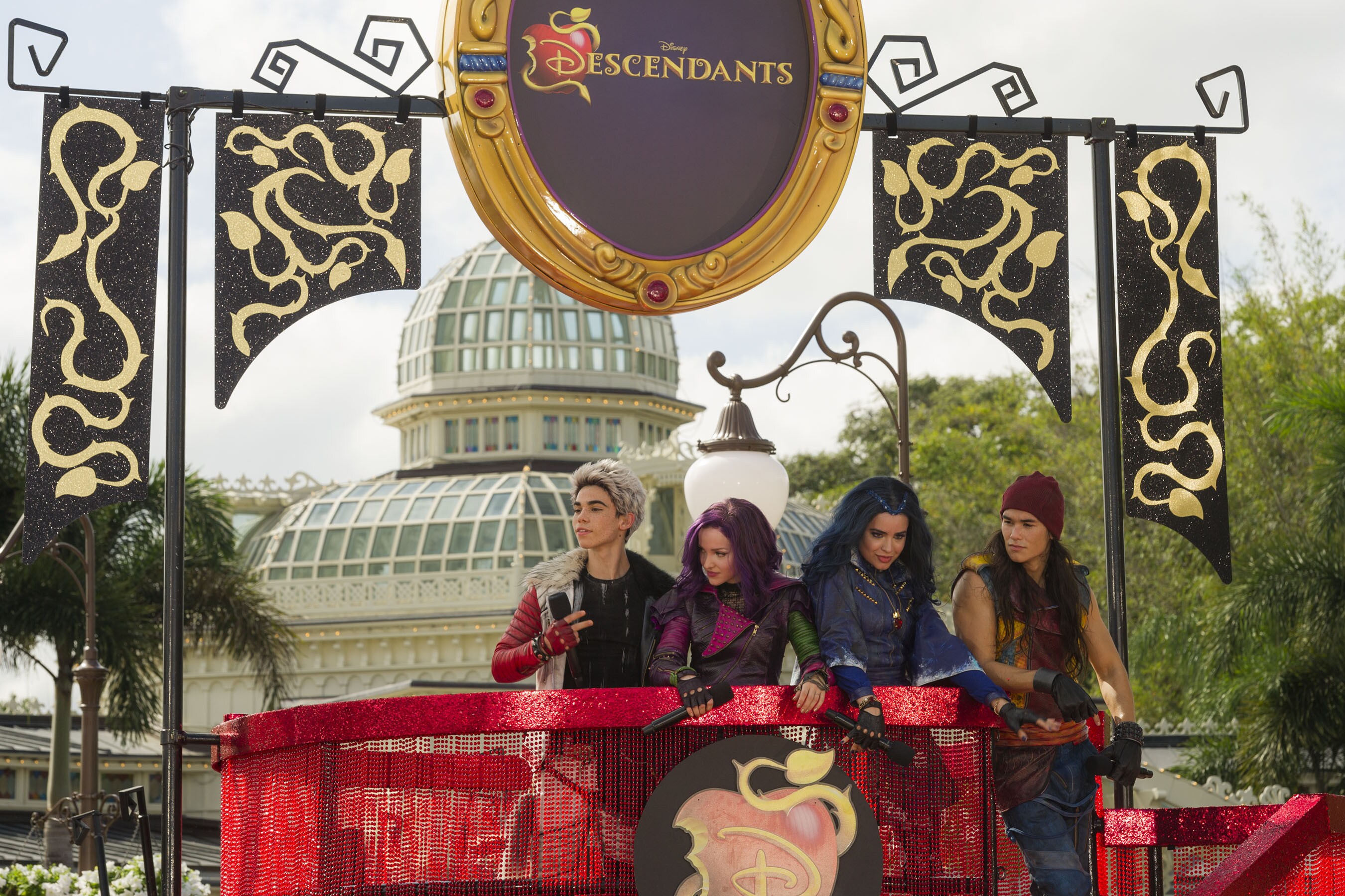 The cast of Disney Channel Original Movie 'Descendants' (L-R: Cameron Boyce who plays Carlos, Dov...
