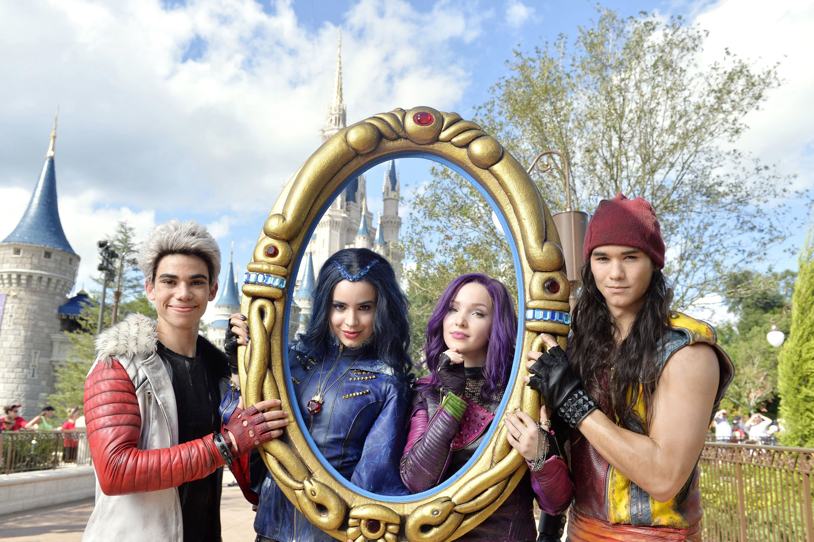 The cast of Disney Channel Original Movie 'Descendants' (L-R: Cameron Boyce who plays Carlos, Sof...