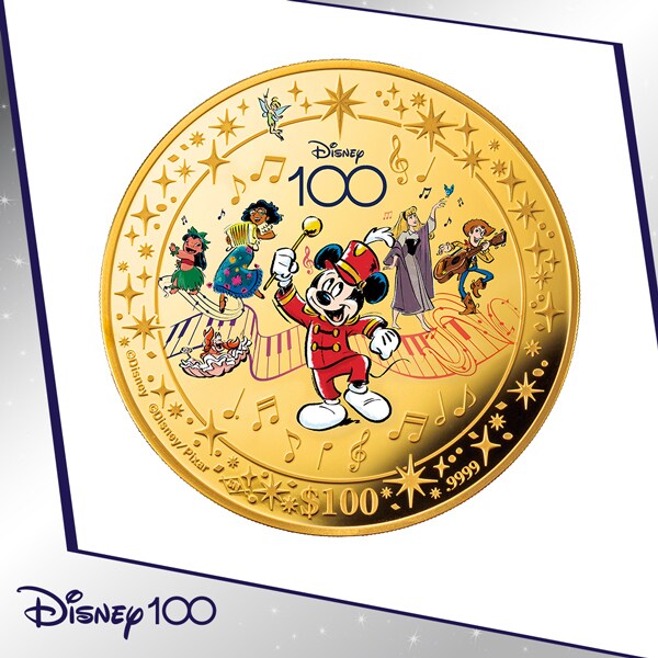 大型100ドル公式記念金貨＜ディズニー創立100周年限定デザイン＞※100点限定