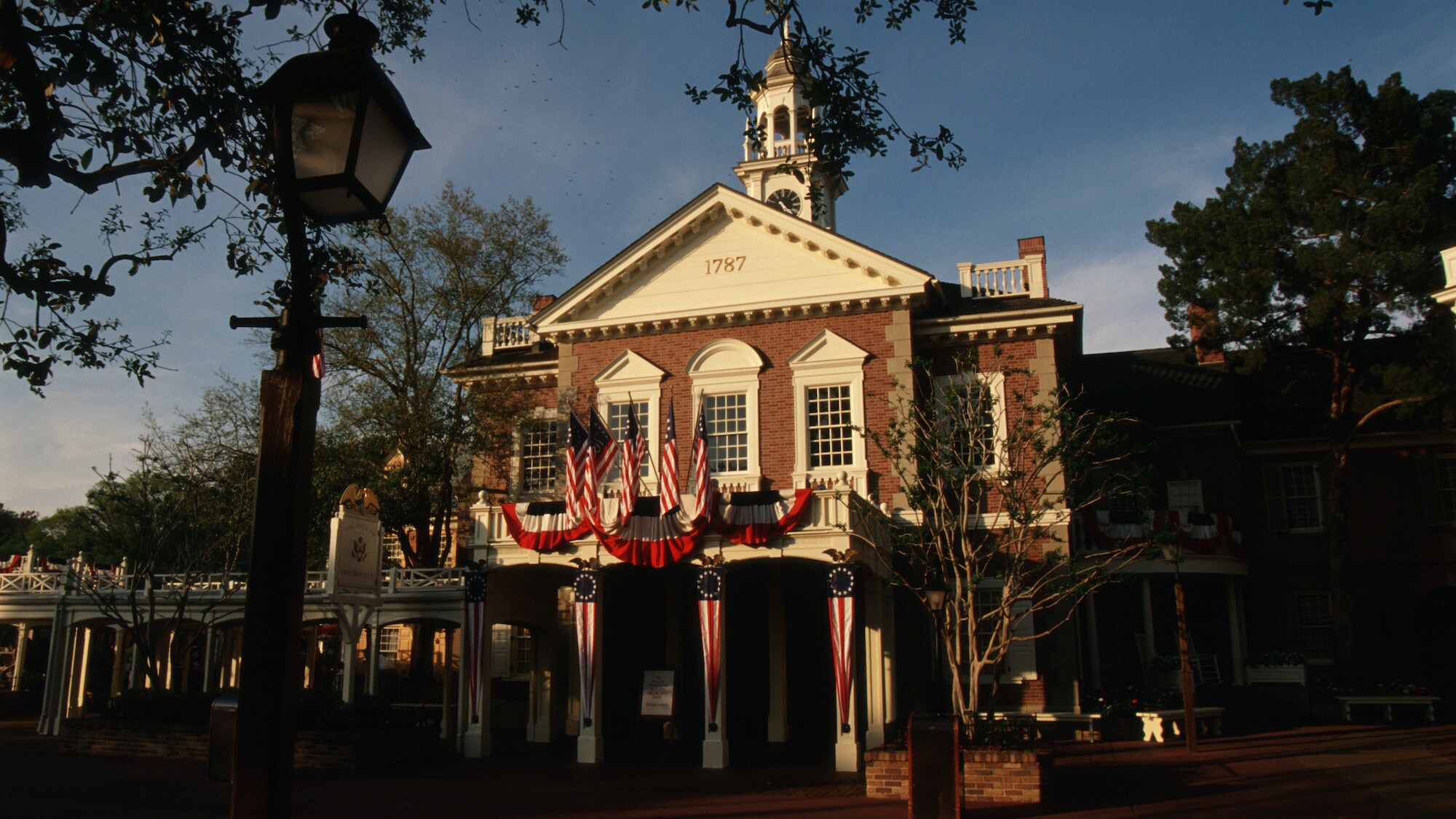Image of The Hall of Presidents building exterior.
