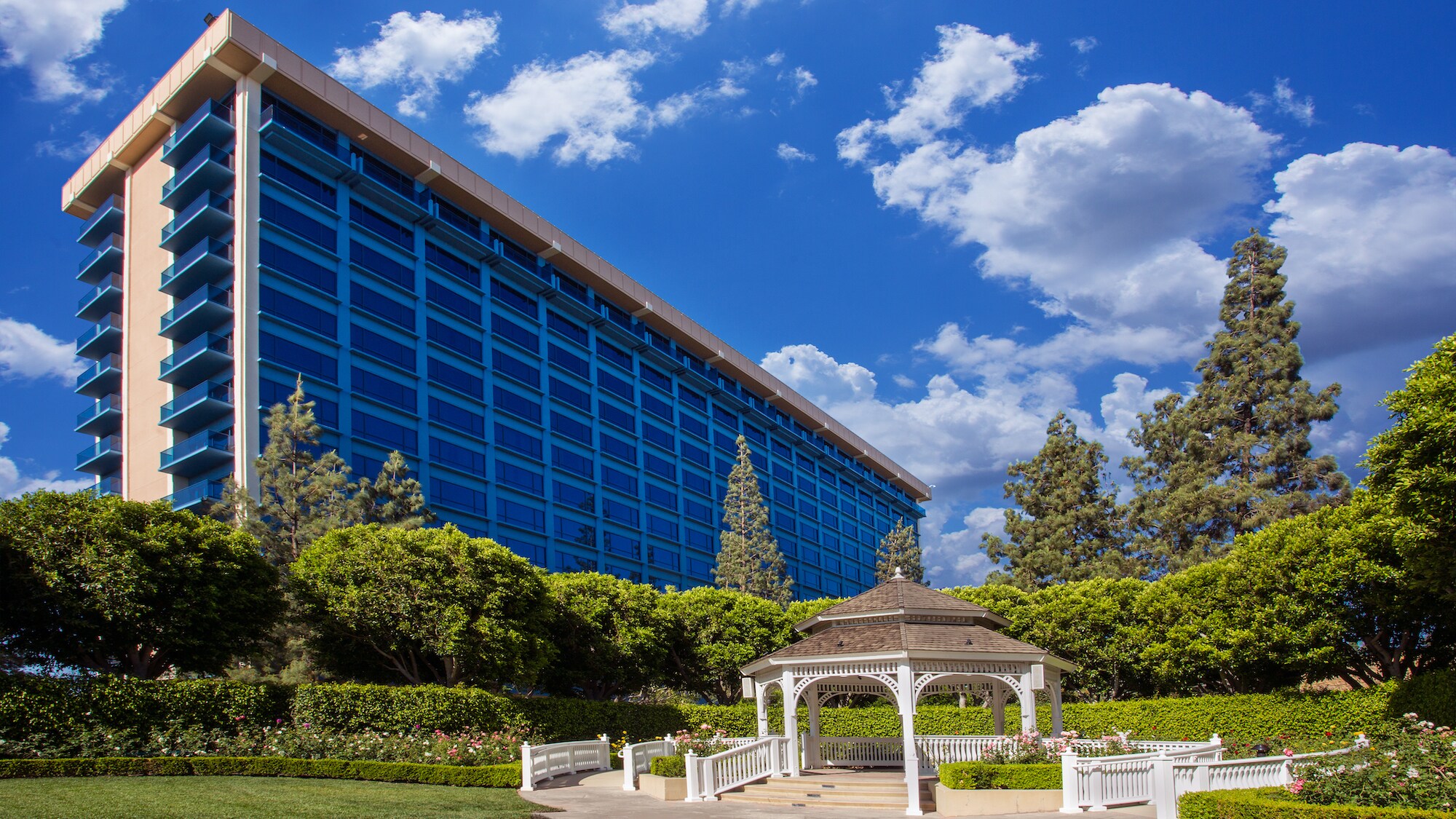 Exterior view of the Disneyland Hotel.