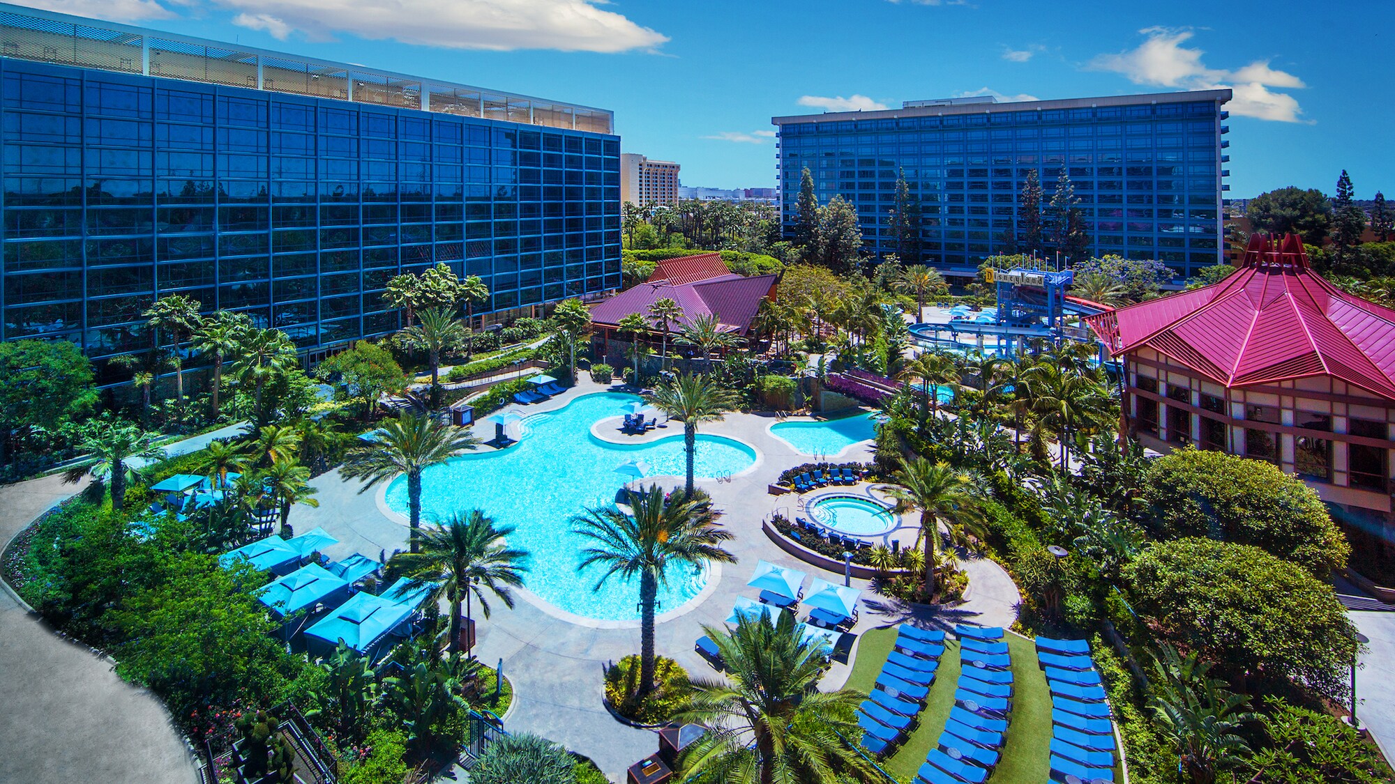 Image of the pool at the Disneyland Hotel.