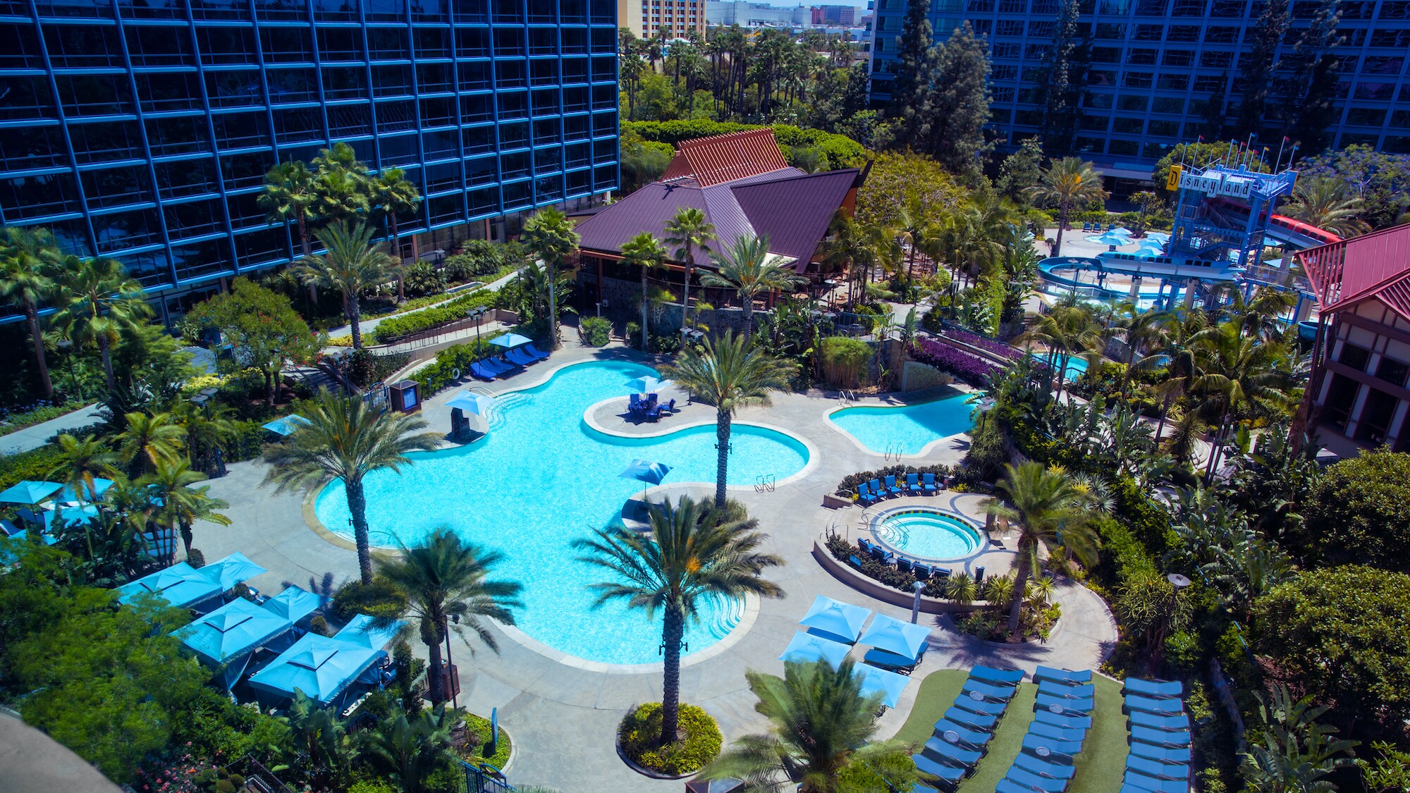 Image of the pool at the Disneyland Hotel.