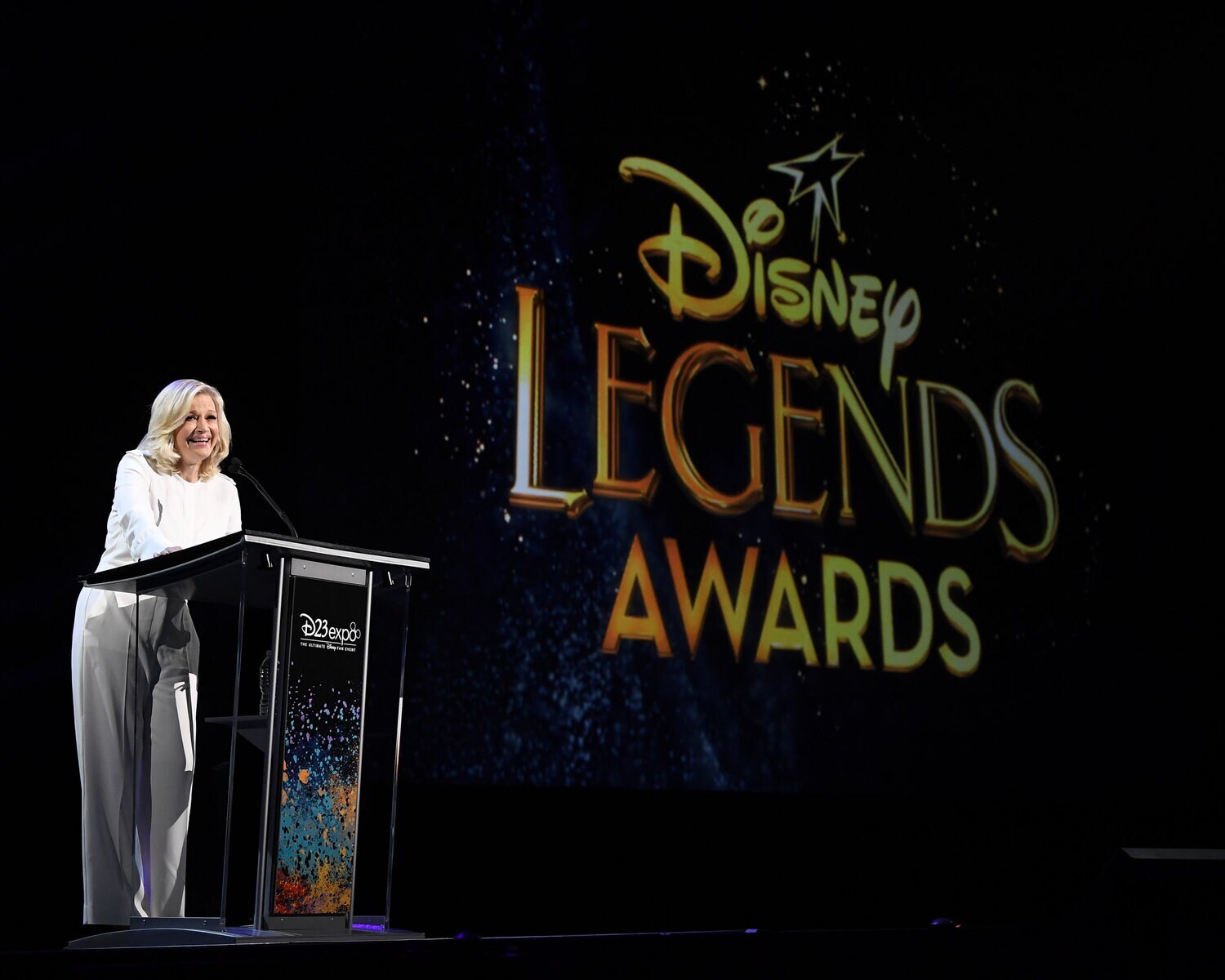 Diane Sawyer at the Disney Legends Awards podium