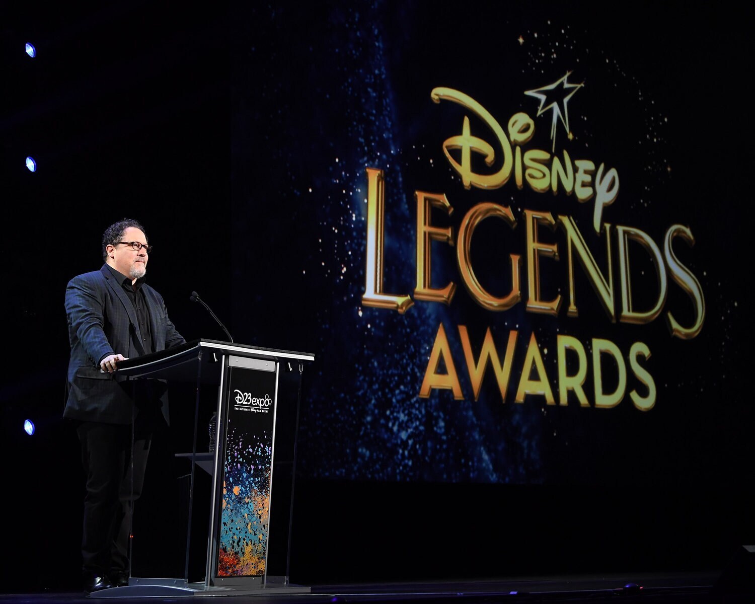 John Favreau at the Disney Legends Awards podium