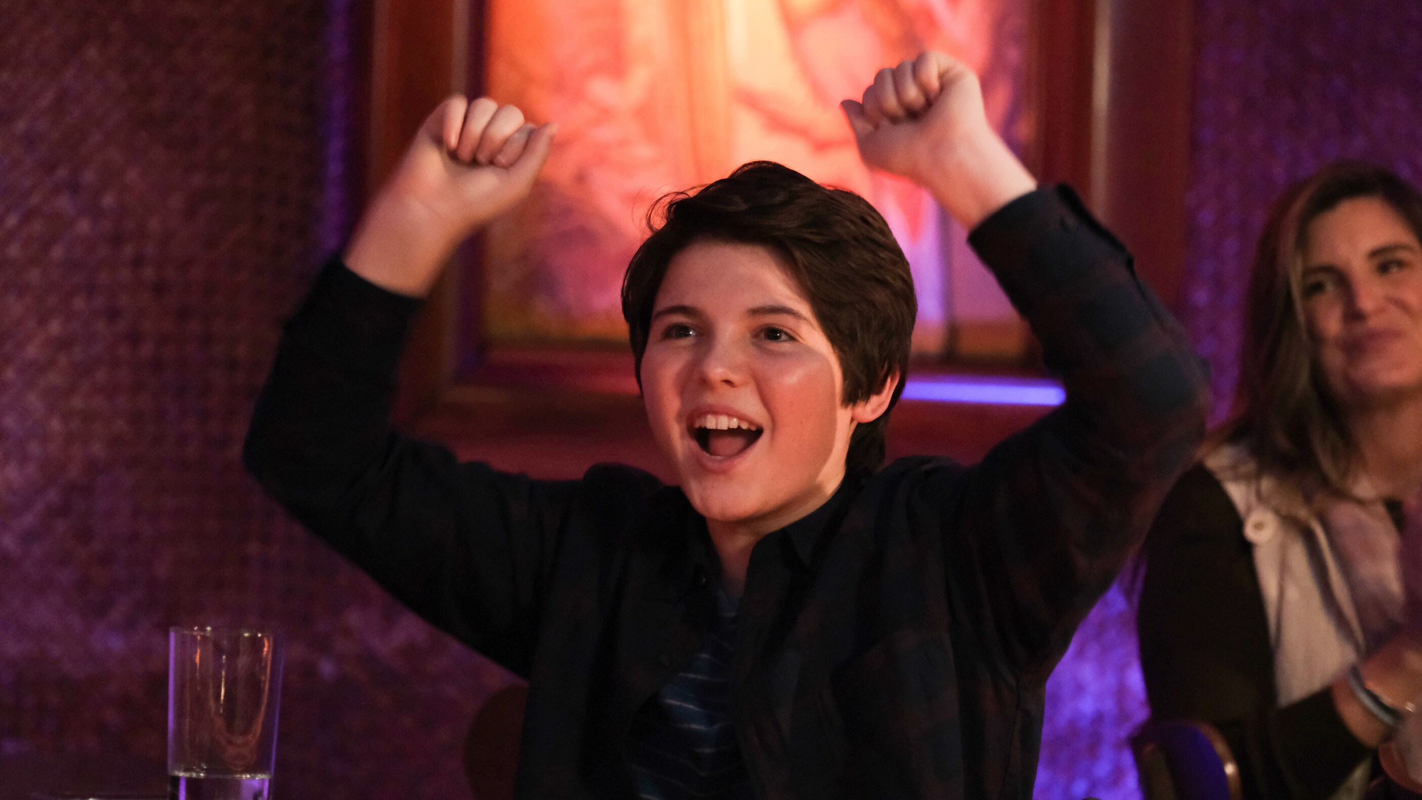 THE MIGHTY DUCKS: GAME CHANGERS - "Cherry Picker" - Evan’s rocker dad unexpectedly shows up, complicating things for Evan, Alex, and even Bombay. (Disney/Liane Hentscher) BRADY NOON