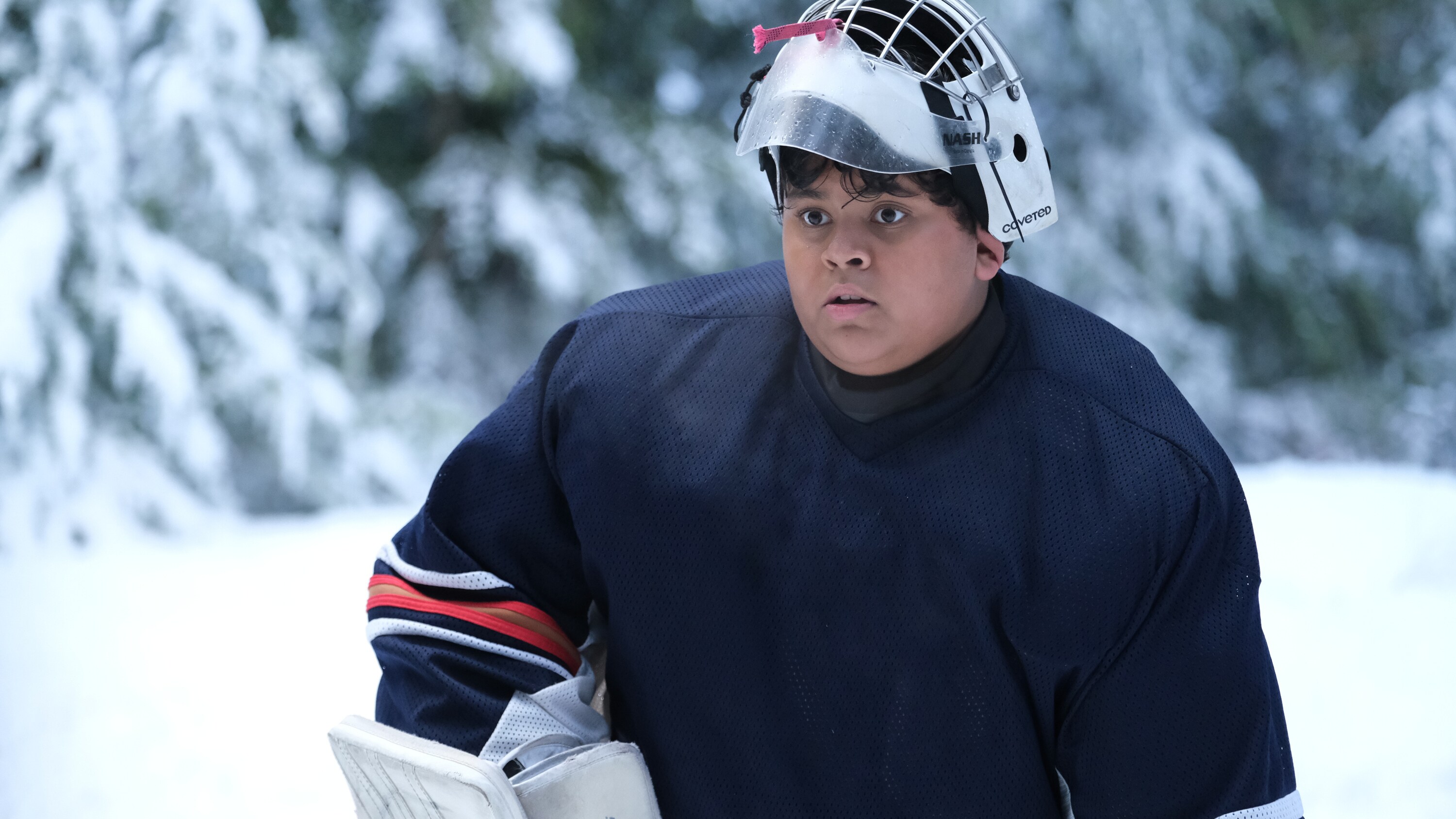 THE MIGHTY DUCKS: GAME CHANGERS - "Pond Hockey" - With the team mad at Evan, and Alex unsure of her coaching skills, Bombay brings them somewhere new. (Disney/Liane Hentscher) LUKE ISLAM