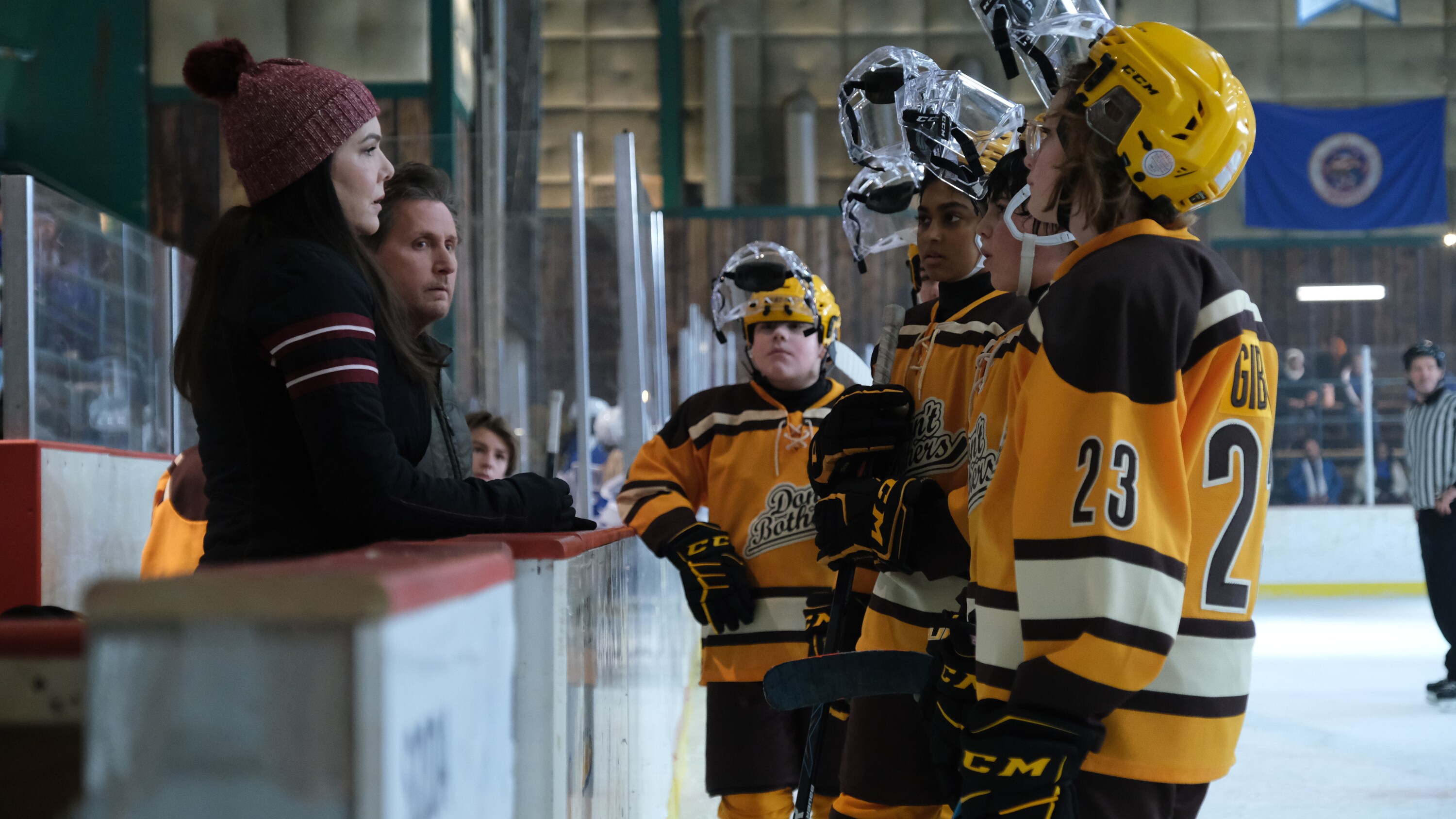 THE MIGHTY DUCKS: GAME CHANGERS - "Change on the Fly" - With the State Tournament on the horizon, Alex realizes she likes winning more than she thought. (Disney/Liane Hentscher) LAUREN GRAHAM, EMILIO ESTEVEZ