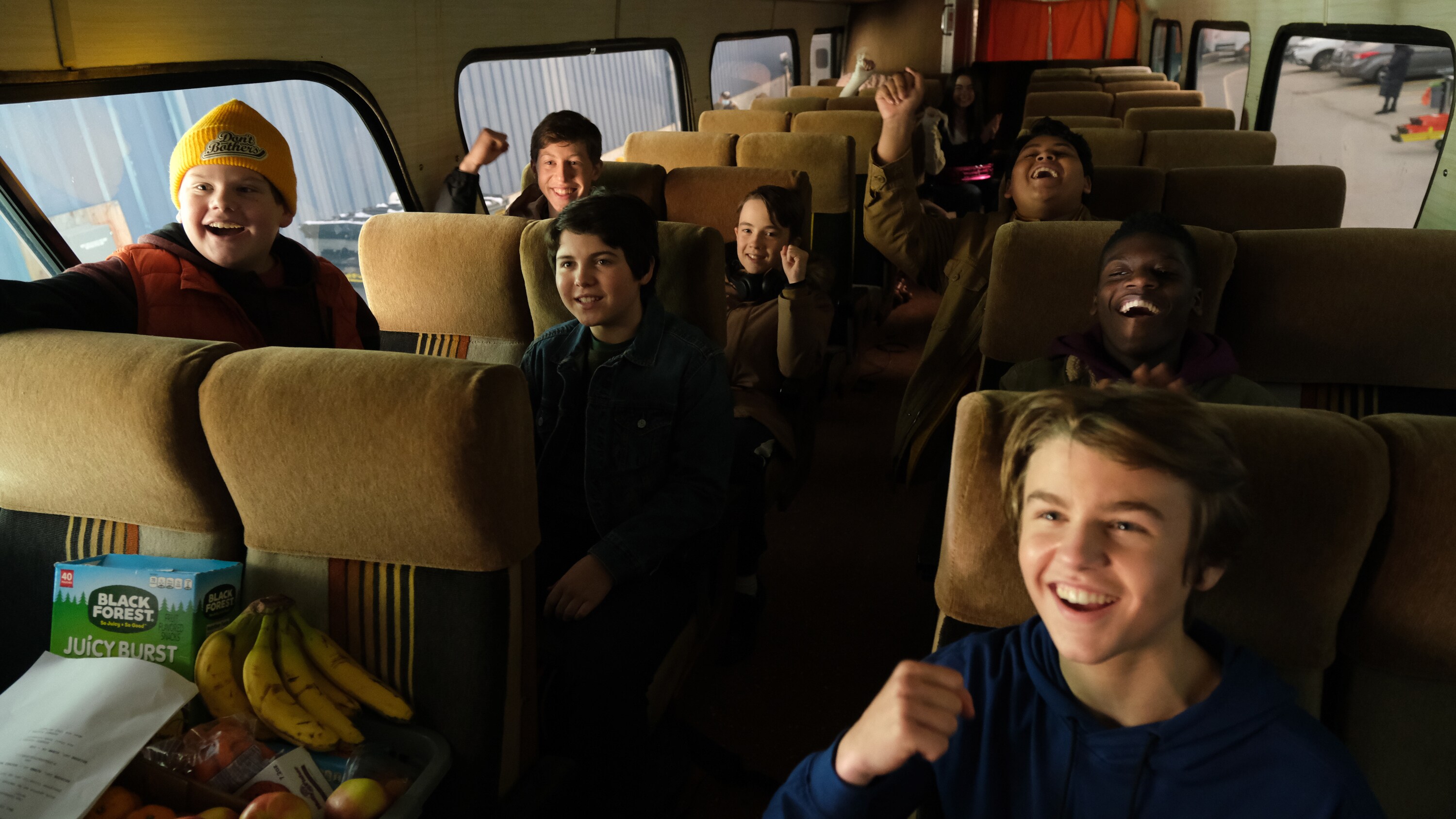 THE MIGHTY DUCKS: GAME CHANGERS - "Head Games" - Don’t Bothers road trip to States! Teen drama unfolds, Alex is left behind, Bombay reveals a secret. (Disney/Liane Hentscher) MAXWELL SIMPKINS, FORREST ROZITIS, BRADY NOON, ZENON BROWN, LUKE ISLAM, DE’JON WATTS, KIEFER O’REILLY