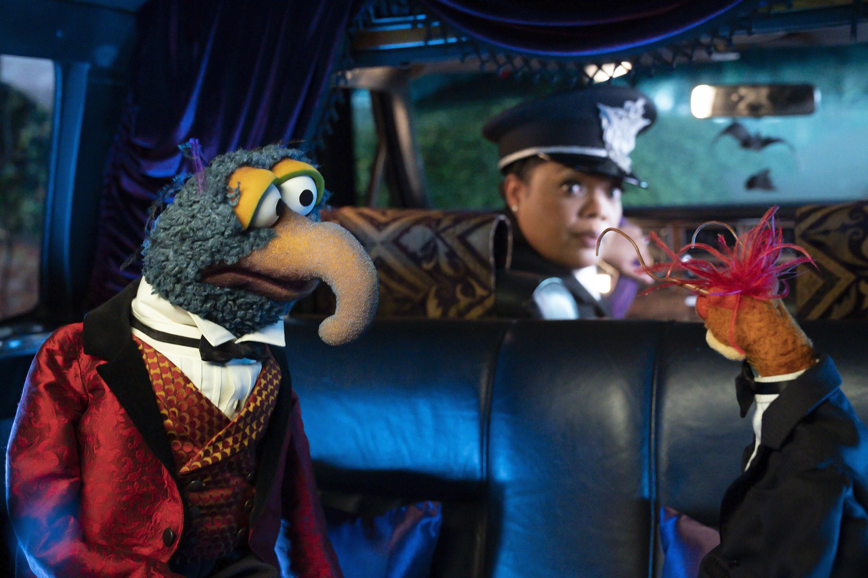 MUPPETS HAUNTED MANSION  (Disney/Mitch Haaseth) GONZO, YVETTE NICOLE BROWN, PEPE THE KING PRAWN
