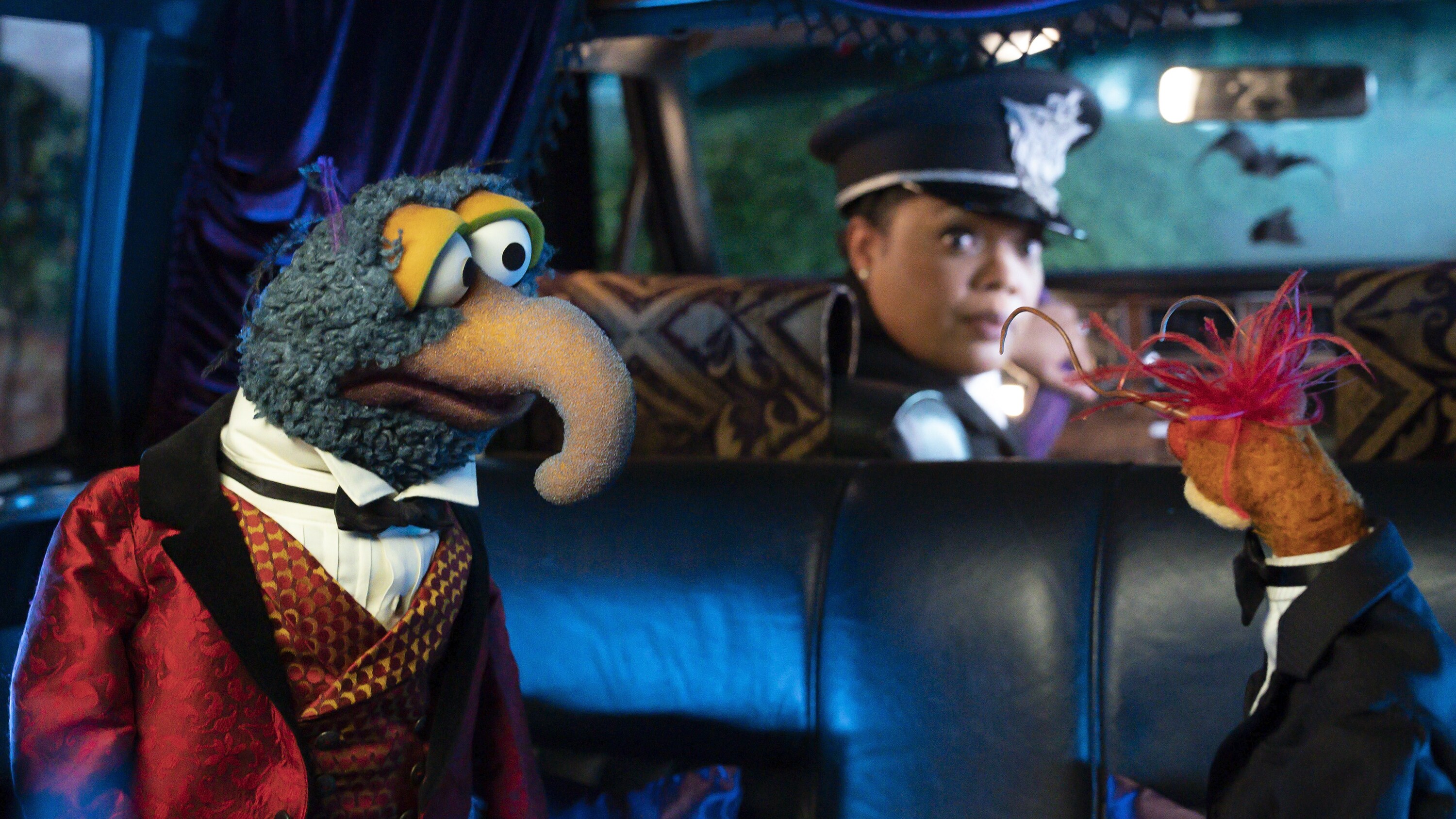 MUPPETS HAUNTED MANSION  (Disney/Mitch Haaseth) GONZO, YVETTE NICOLE BROWN, PEPE THE KING PRAWN