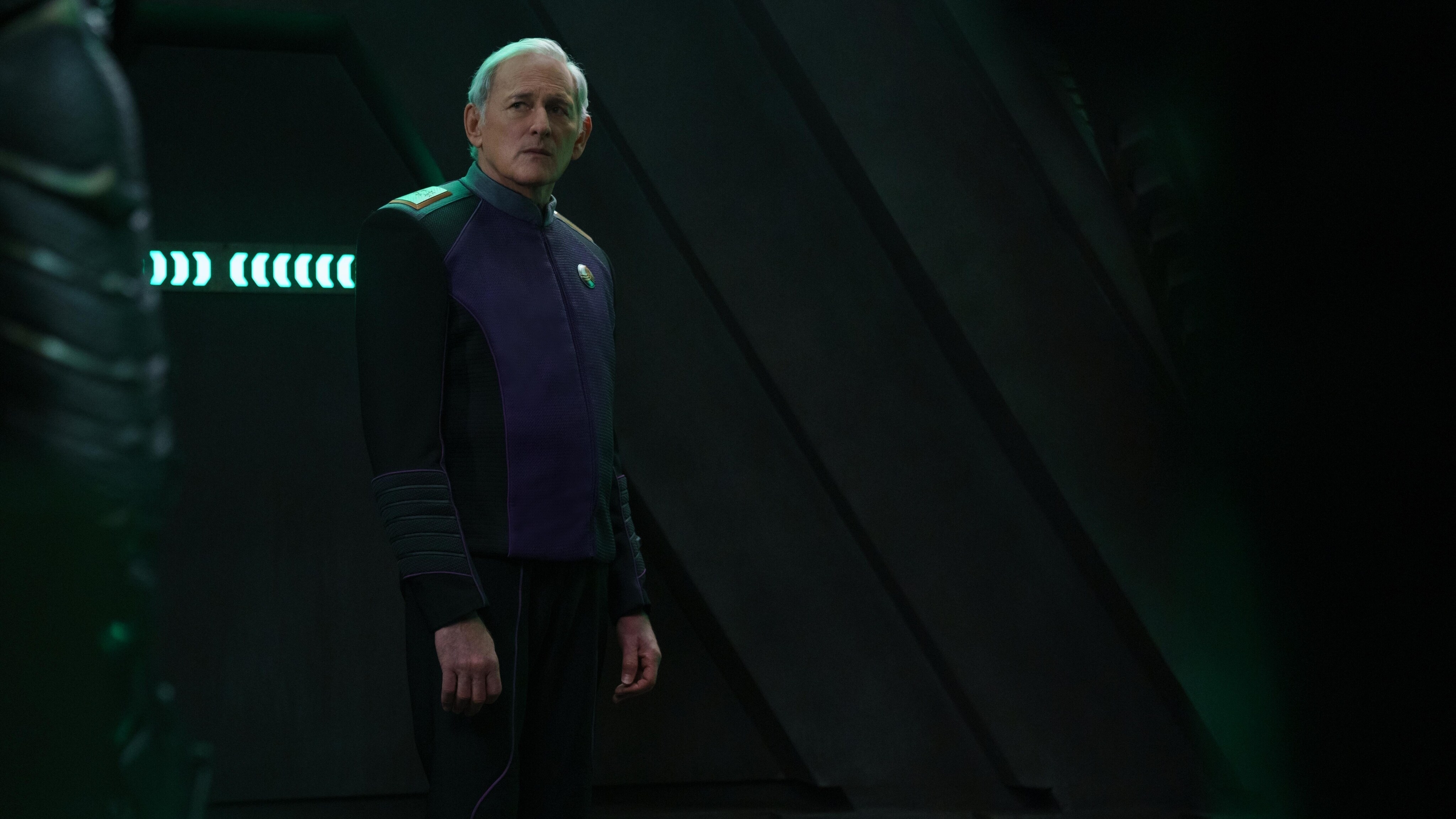 The Orville: New Horizons -- “Gently Falling Rain” - Episode 304 -- The Orville crew leads a Union delegation to sign a peace treaty with the Krill. Admiral Halsey (Victor Garber), shown. (Photo by: Michael Desmond/Hulu)
