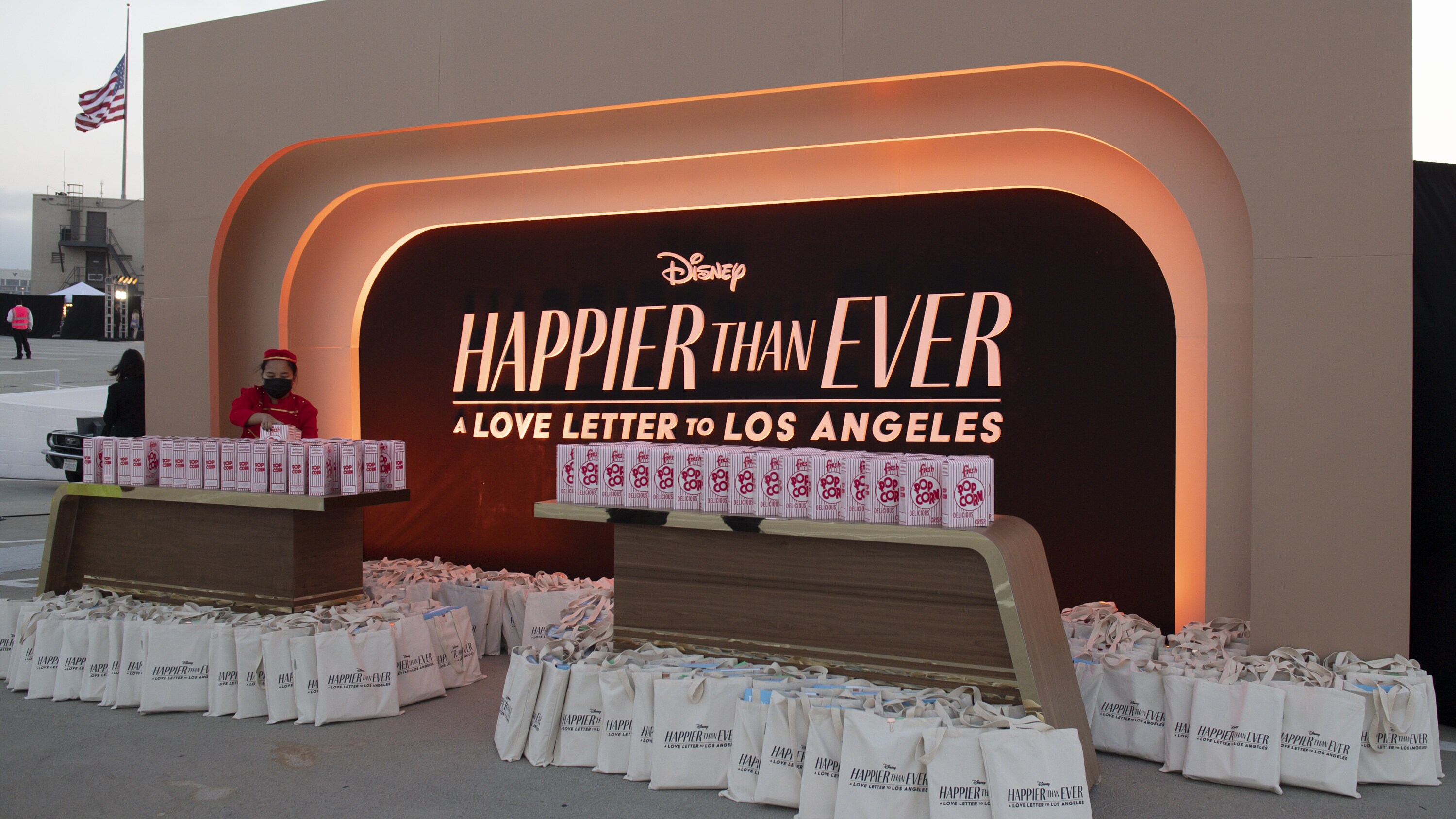 HAPPIER THAN EVER: A LOVE LETTER TO LOS ANGELES - Stars celebrated at the drive-in world premiere of the Disney+ original film, “Happier Than Ever: A Love Letter to Los Angeles,” a Billie Eilish concert experience, at The Grove in Los Angeles, Calif., Monday, August 30, 2021. (Disney/Kyusung Gong) HAPPIER THAN EVER: A LOVE LETTER TO LOS ANGELES