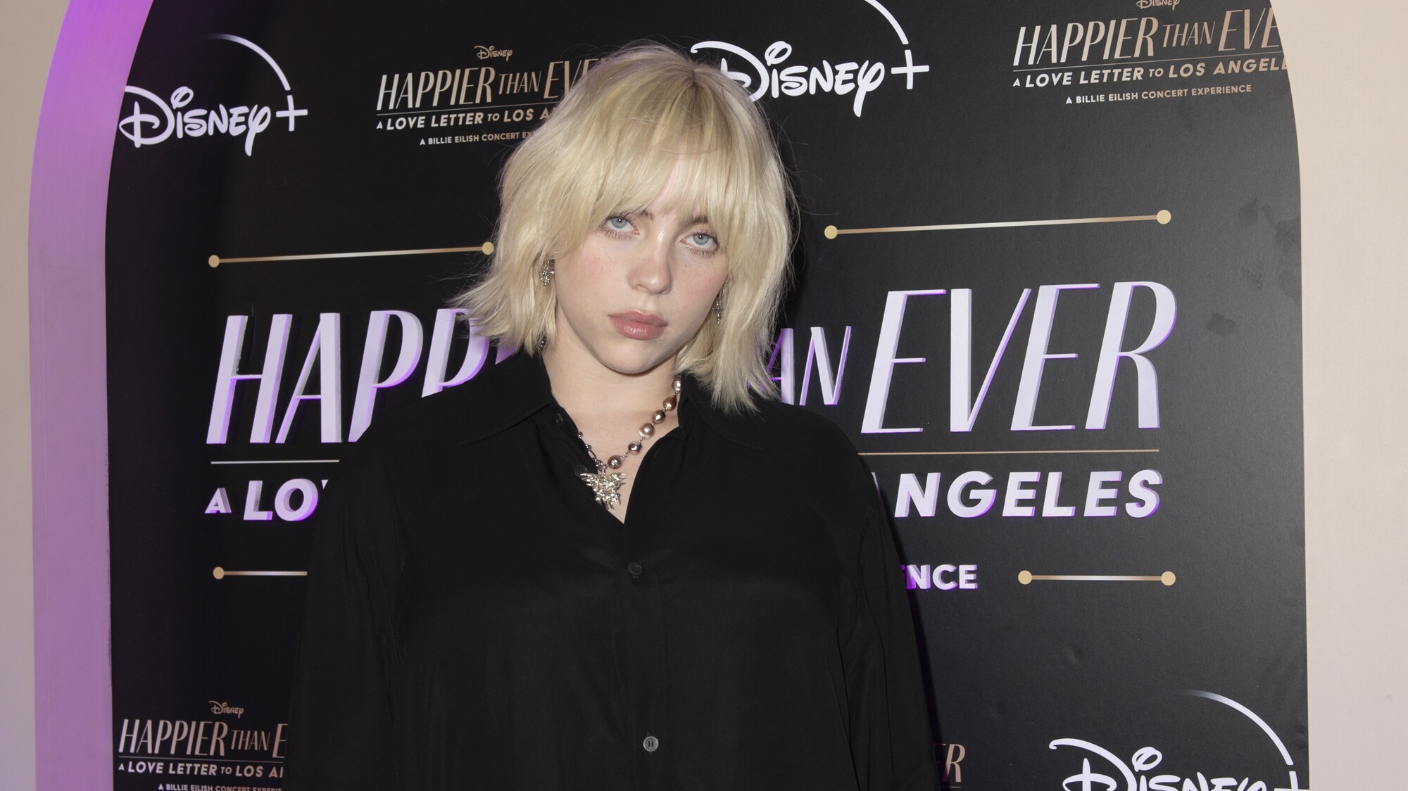 HAPPIER THAN EVER: A LOVE LETTER TO LOS ANGELES - Stars celebrated at the drive-in world premiere of the Disney+ original film, “Happier Than Ever: A Love Letter to Los Angeles,” a Billie Eilish concert experience, at The Grove in Los Angeles, Calif., Monday, August 30, 2021. (Disney/Kyusung Gong) BILLIE EILISH