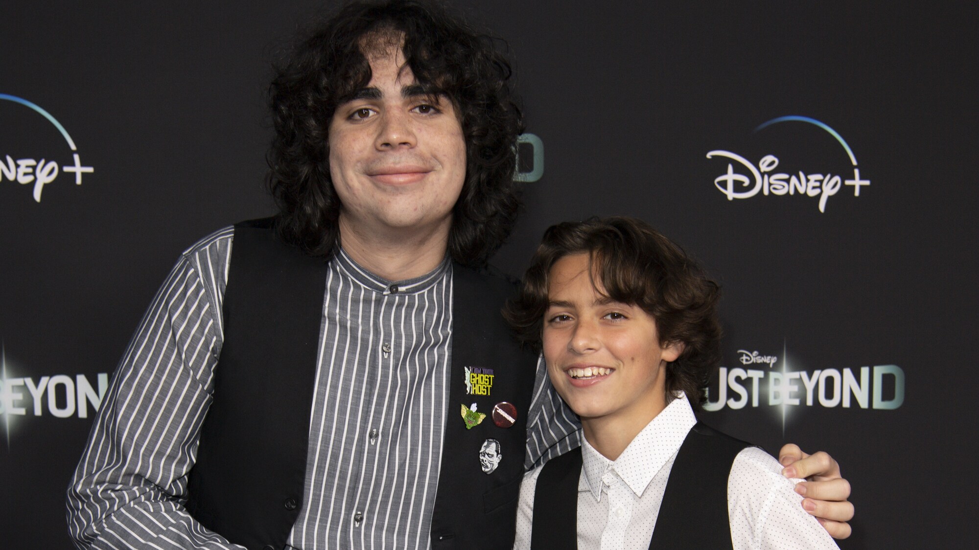 UST BEYOND - Stars of the R.L. Stine inspired Disney+ Original series "Just Beyond" attended the Drive-In Premiere Event at West Los Angeles College, Tuesday, October 12. All episodes of "Just Beyond" are available to stream Wednesday, October 13 on Disney+. (Disney/Richard Harbaugh) CYRUS ARNOLD, LOGAN GRAY