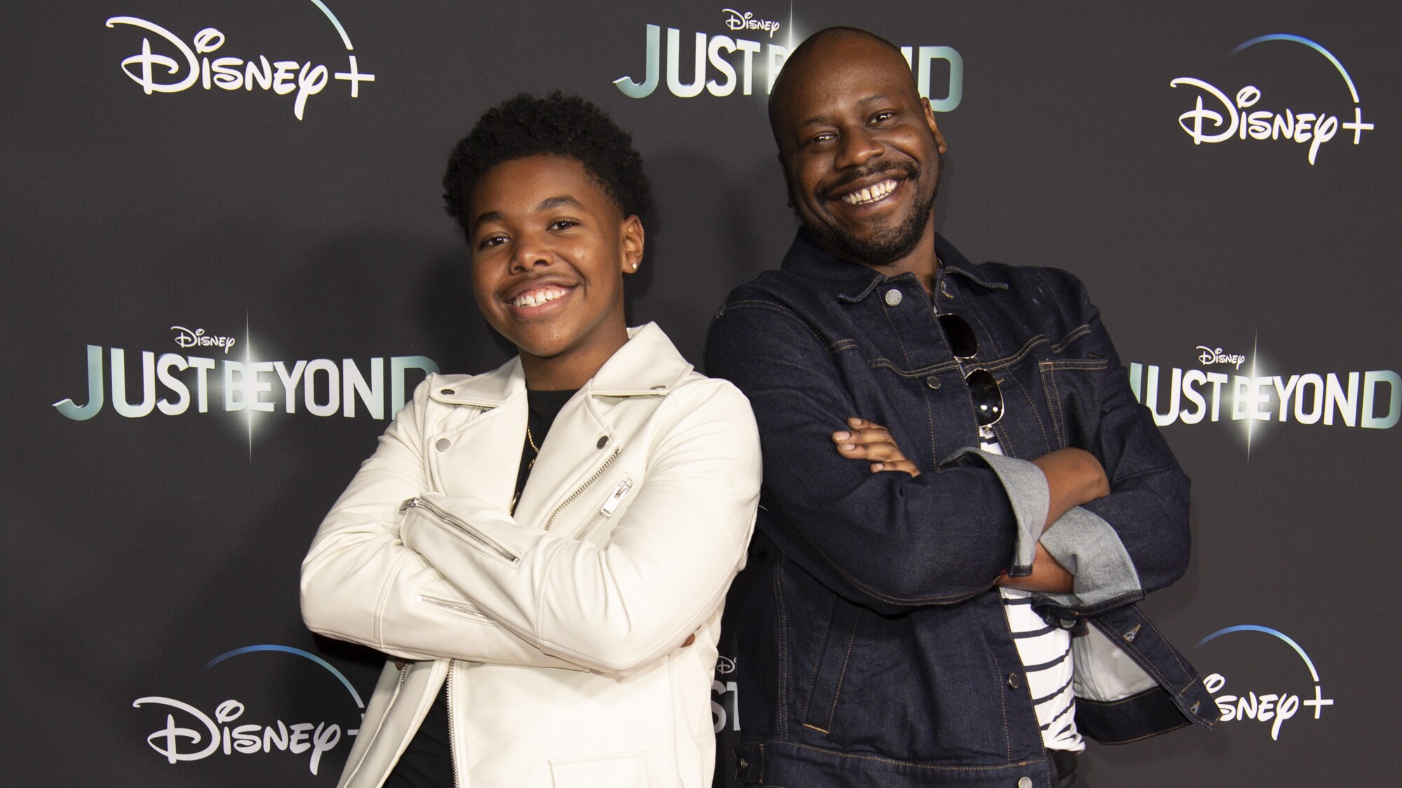 JUST BEYOND - Stars of the R.L. Stine inspired Disney+ Original series "Just Beyond" attended the Drive-In Premiere Event at West Los Angeles College, Tuesday, October 12. All episodes of "Just Beyond" are available to stream Wednesday, October 13 on Disney+. (Disney/Richard Harbaugh) CEDRIC JOE, MALCOLM BARRETT