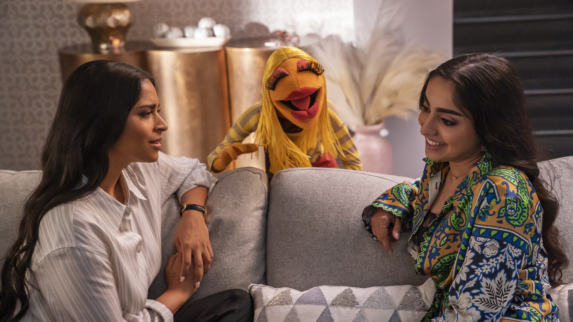 THE MUPPETS MAYHEM - “Track 3: Exile on Main Street”  (Disney/Mitch Haaseth) LILLY SINGH, JANICE, SAARA CHAUDRY