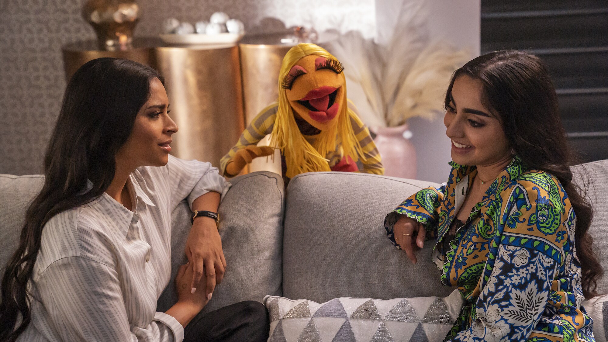 THE MUPPETS MAYHEM - “Track 3: Exile on Main Street”  (Disney/Mitch Haaseth) LILLY SINGH, JANICE, SAARA CHAUDRY