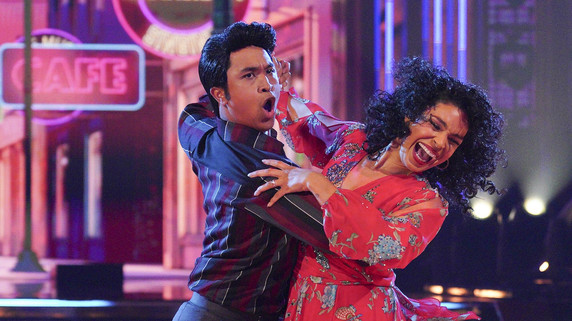DANCING WITH THE STARS - “Elvis Night” –  The 15 remaining couples “Can’t Help Falling in Love” with Elvis this week as they take on all-new dance styles to music by The King of Rock ‘n’ Roll. Week two of the mirorrball competition will stream live MONDAY, SEPT. 26 (8:00pm ET / 5:00pm PT), on Disney+. (ABC/Christopher Willard) BRANDON ARMSTRONG, JORDIN SPARKS