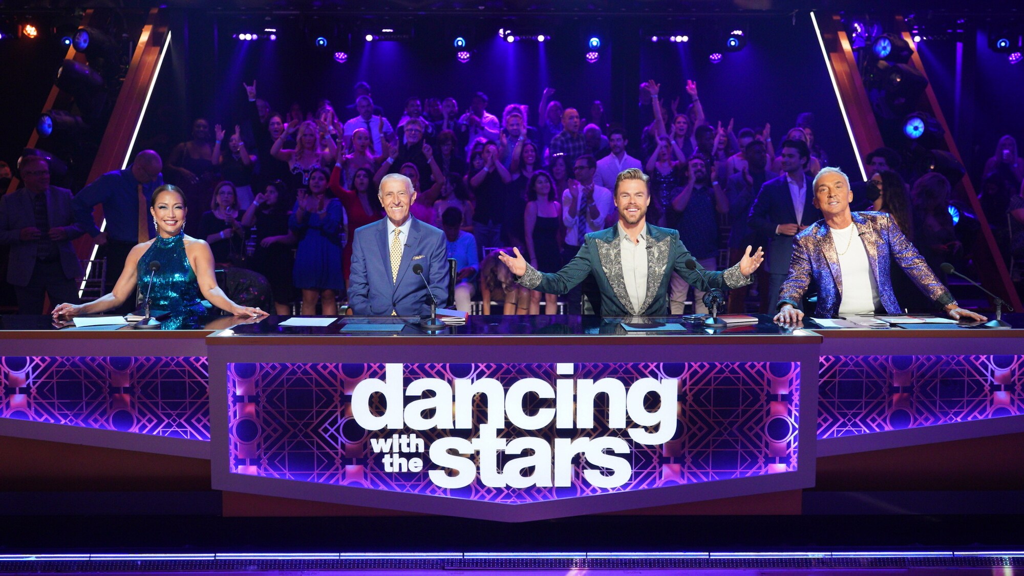 DANCING WITH THE STARS - “Elvis Night” –  The 15 remaining couples “Can’t Help Falling in Love” with Elvis this week as they take on all-new dance styles to music by The King of Rock ‘n’ Roll. Week two of the mirorrball competition will stream live MONDAY, SEPT. 26 (8:00pm ET / 5:00pm PT), on Disney+. (ABC/Christopher Willard) CARRIE ANN INABA, LEN GOODMAN, DEREK HOUGH, BRUNO TONIOLI