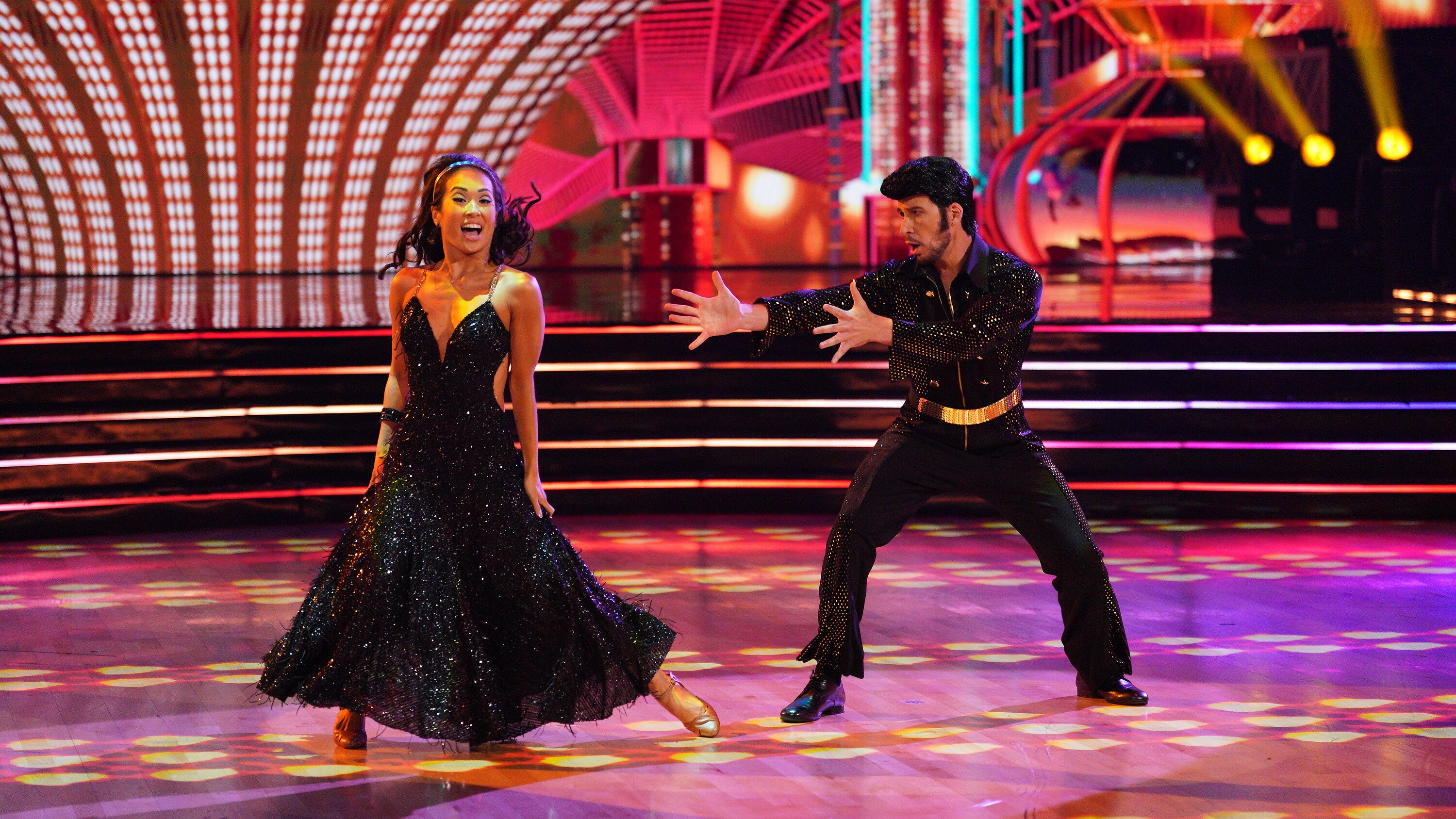 DANCING WITH THE STARS - “Elvis Night” –  The 15 remaining couples “Can’t Help Falling in Love” with Elvis this week as they take on all-new dance styles to music by The King of Rock ‘n’ Roll. Week two of the mirorrball competition will stream live MONDAY, SEPT. 26 (8:00pm ET / 5:00pm PT), on Disney+. (ABC/Christopher Willard) KOKO IWASAKI, VINNY GUADAGNINO