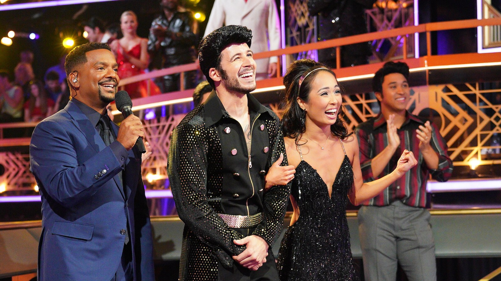 DANCING WITH THE STARS - “Elvis Night” –  The 15 remaining couples “Can’t Help Falling in Love” with Elvis this week as they take on all-new dance styles to music by The King of Rock ‘n’ Roll. Week two of the mirorrball competition will stream live MONDAY, SEPT. 26 (8:00pm ET / 5:00pm PT), on Disney+. (ABC/Christopher Willard) ALFONSO RIBEIRO, VINNY GUADAGNINO, KOKO IWASAKI