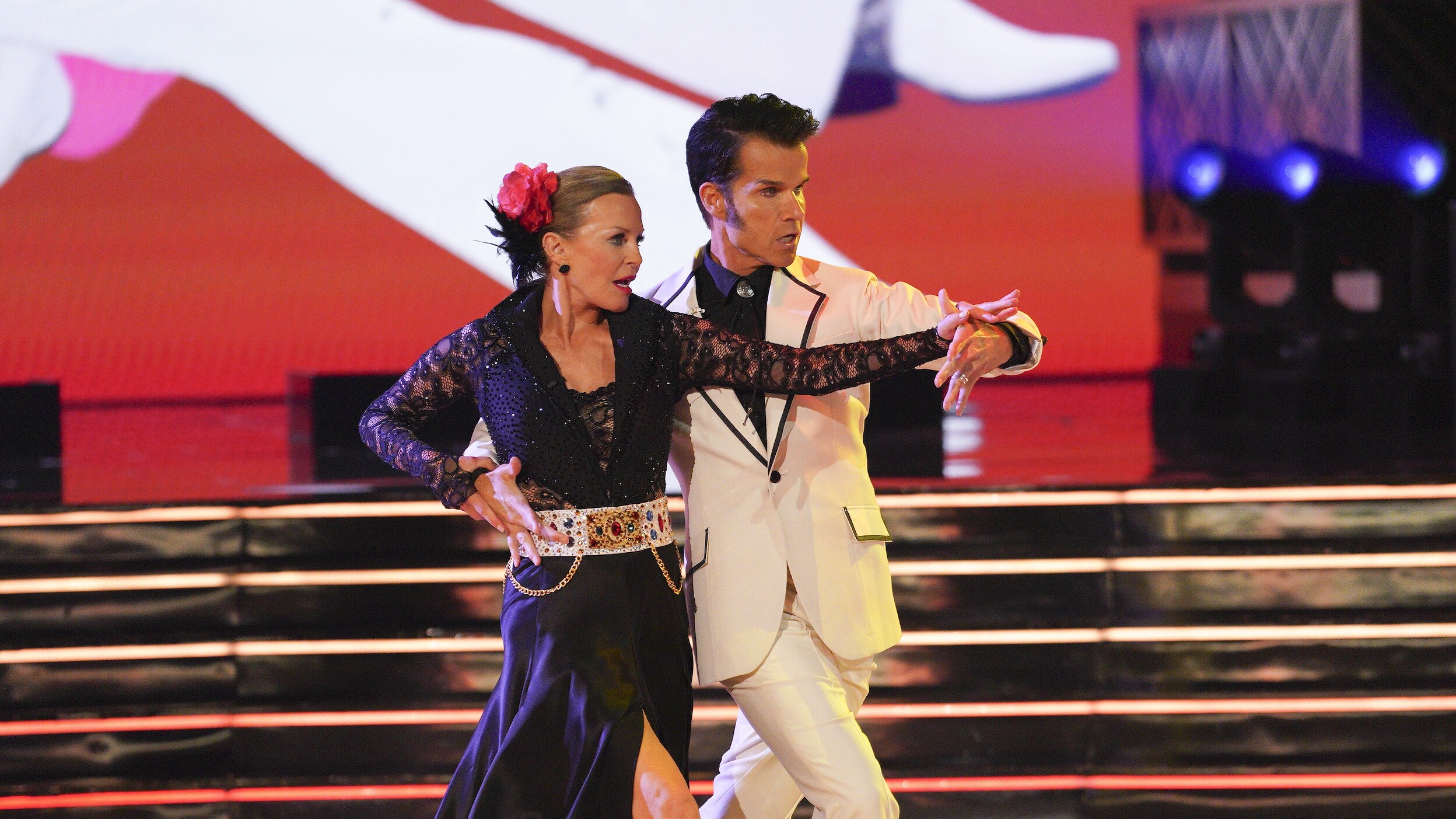 DANCING WITH THE STARS - “Elvis Night” –  The 15 remaining couples “Can’t Help Falling in Love” with Elvis this week as they take on all-new dance styles to music by The King of Rock ‘n’ Roll. Week two of the mirorrball competition will stream live MONDAY, SEPT. 26 (8:00pm ET / 5:00pm PT), on Disney+. (ABC/Christopher Willard) CHERYL LADD, LOUIS VAN AMSTEL