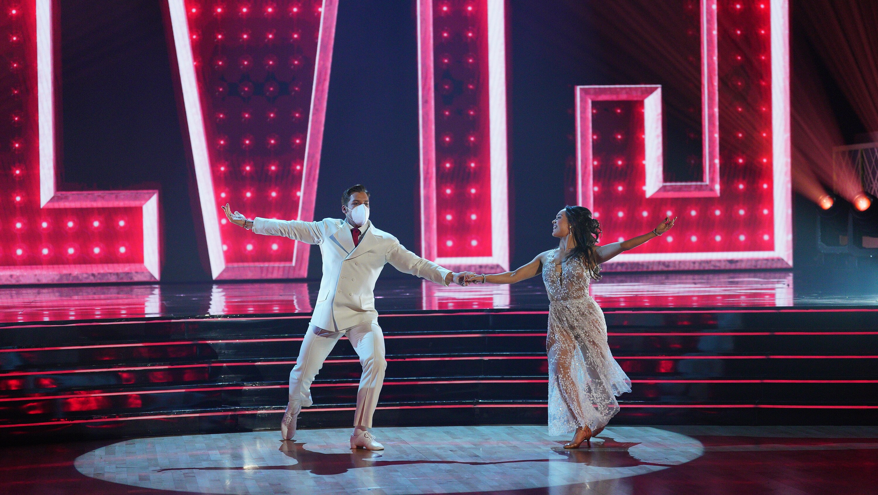 DANCING WITH THE STARS - “Elvis Night” –  The 15 remaining couples “Can’t Help Falling in Love” with Elvis this week as they take on all-new dance styles to music by The King of Rock ‘n’ Roll. Week two of the mirorrball competition will stream live MONDAY, SEPT. 26 (8:00pm ET / 5:00pm PT), on Disney+. (ABC/Christopher Willard) JOSEPH BAENA, ALEXIS WARR