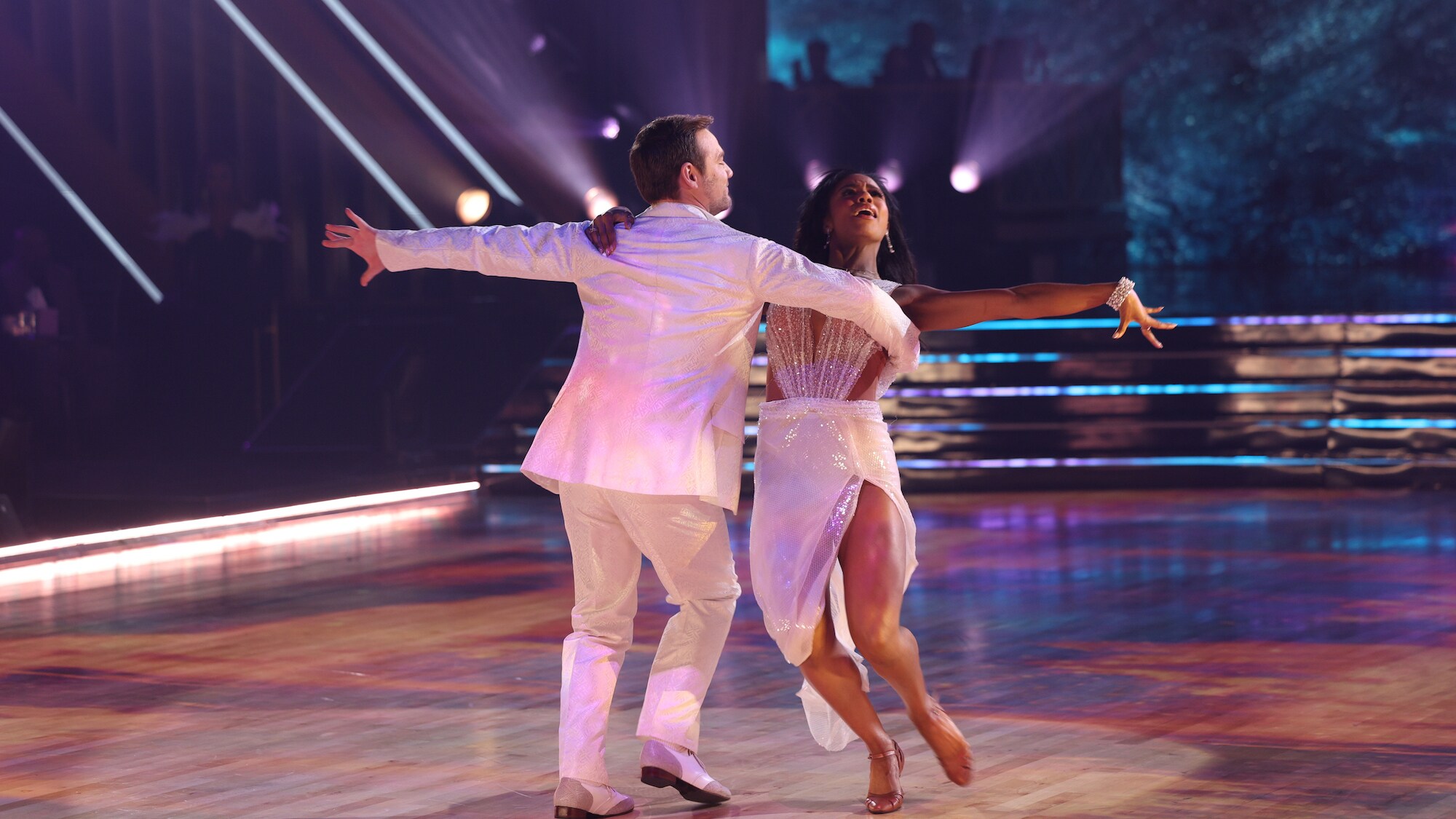 DANCING WITH THE STARS - “Semi-Finals” – The mirrorball competition heats up as the six remaining contestants head into the “Semi-Finals.” Each couple will perform two all-new routines as they fight for a spot in the finale. A new episode of “Dancing with the Stars” will stream live MONDAY, NOV. 14 (8:00pm ET / 5:00pm PT), on Disney+. (ABC/Raymond Liu) DANIEL DURANT, BRITT STEWART