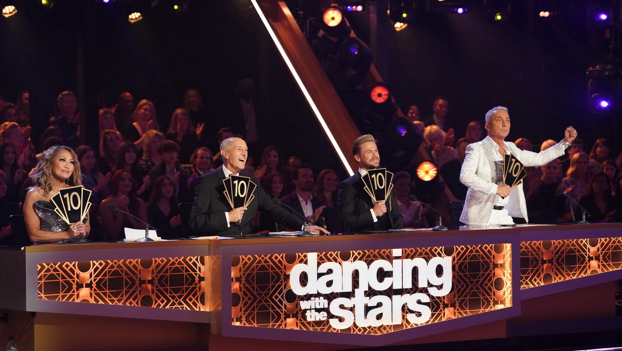 DANCING WITH THE STARS - “Finale” – The four finalists perform their final two routines in hopes of winning the mirrorball trophy. Each couple will perform a redemption dance and an unforgettable freestyle routine. A new episode of “Dancing with the Stars” will stream live MONDAY, NOV. 21 (8:00pm ET / 5:00pm PT), on Disney+. (ABC/Eric McCandless) CARRIE ANN INABA, LEN GOODMAN, DEREK HOUGH, BRUNO TONIOLI