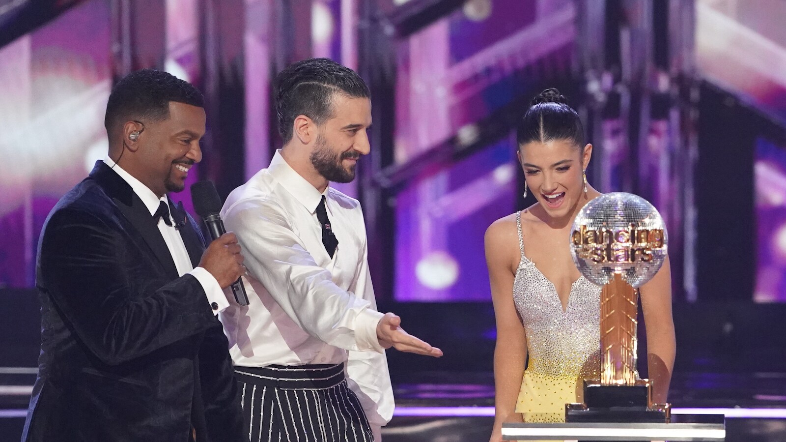 DANCING WITH THE STARS - “Finale” – The four finalists perform their final two routines in hopes of winning the mirrorball trophy. Each couple will perform a redemption dance and an unforgettable freestyle routine. A new episode of “Dancing with the Stars” will stream live MONDAY, NOV. 21 (8:00pm ET / 5:00pm PT), on Disney+. (ABC/Eric McCandless) ALFONSO RIBEIRO, MARK BALLAS, CHARLI D’AMELIO