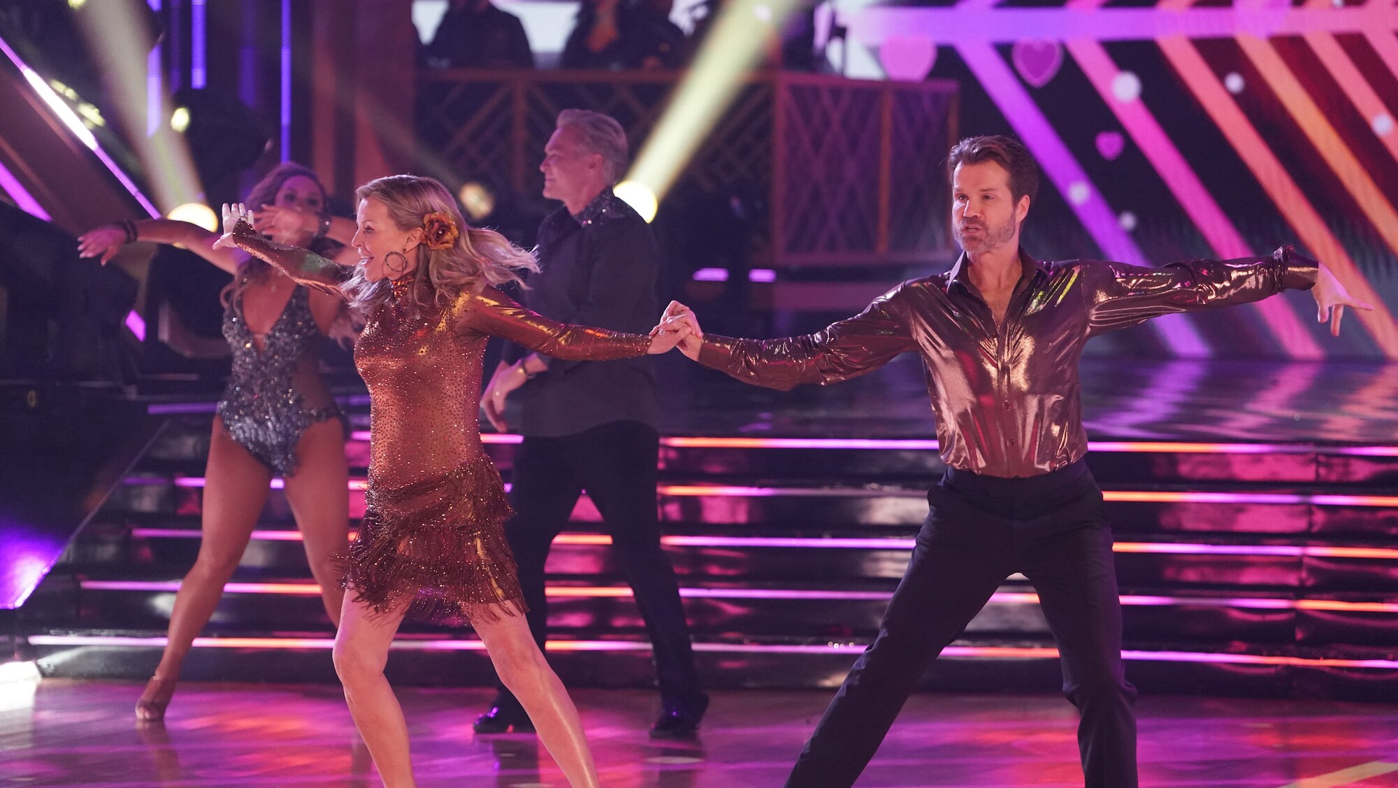 DANCING WITH THE STARS - “Finale” – The four finalists perform their final two routines in hopes of winning the mirrorball trophy. Each couple will perform a redemption dance and an unforgettable freestyle routine. A new episode of “Dancing with the Stars” will stream live MONDAY, NOV. 21 (8:00pm ET / 5:00pm PT), on Disney+. (ABC/Eric McCandless) CHERYL LADD, LOUIS VAN AMSTEL