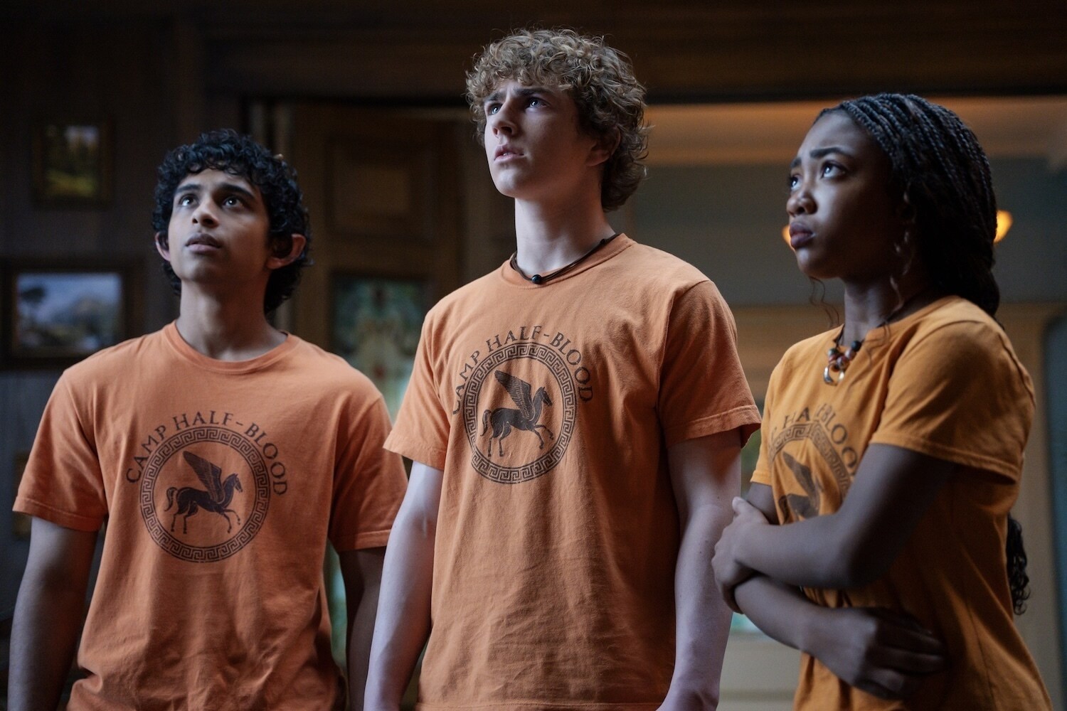 PERCY JACKSON AND THE OLYMPIANS - "Episode 208" (Disney/David Bukach) ARYAN SIMHADRI, WALKER SCOBELL, LEAH SAVA JEFFRIES