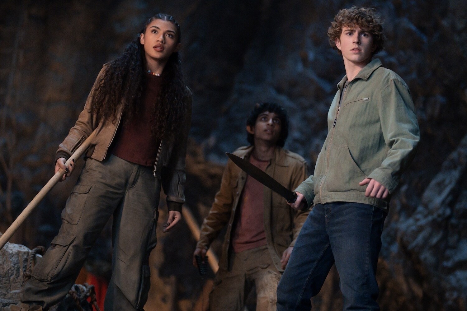 PERCY JACKSON AND THE OLYMPIANS - "Episode 206" (Disney/David Bukach) DIOR GOODJOHN, ARYAN SIMHADRI, WALKER SCOBELL