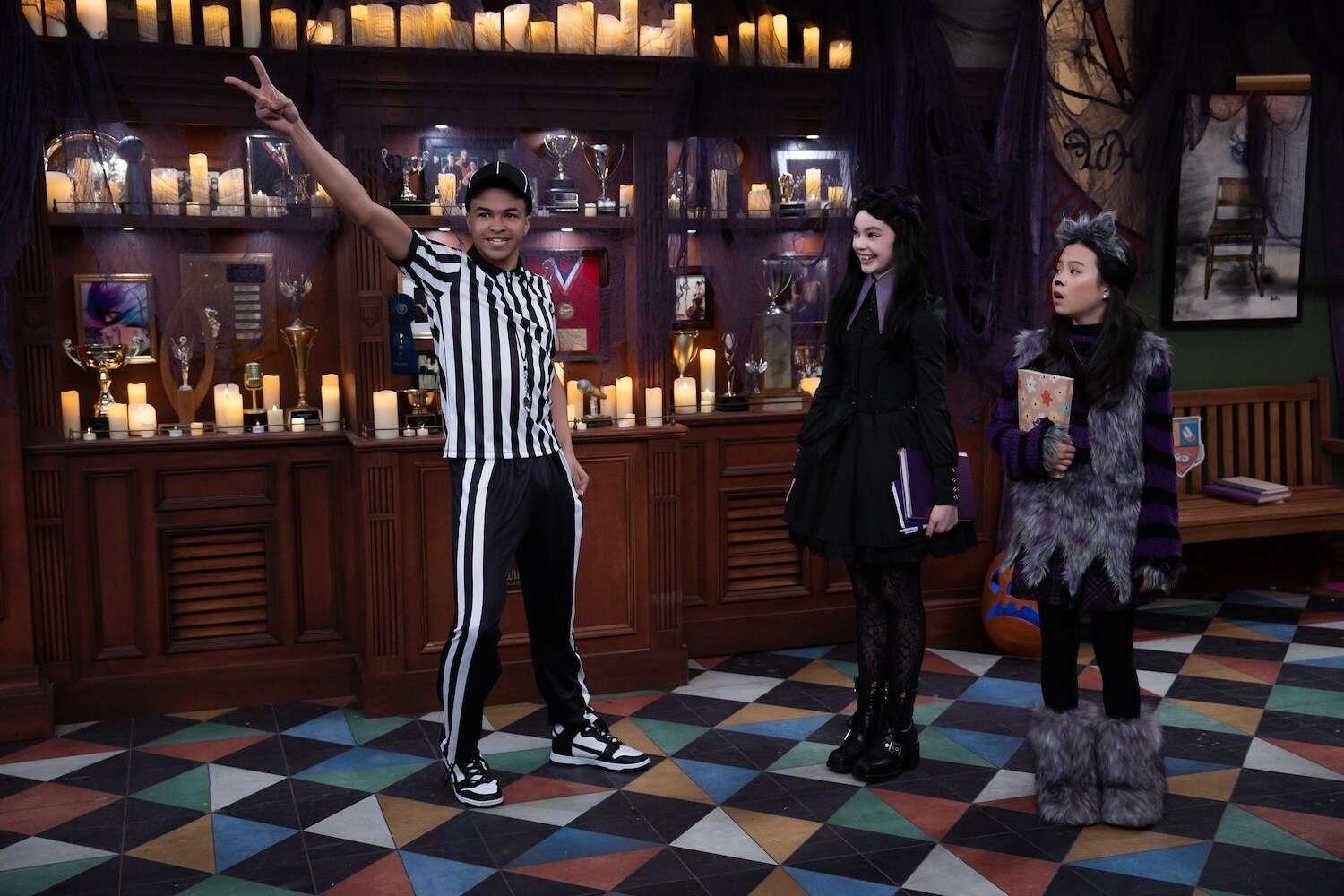 VAMPIRINA: TEENAGE VAMPIRE - “First Halloween” (Disney/Eric McCandless) SHAUN DIXON, KENZI RICHARDSON, JIWON LEE