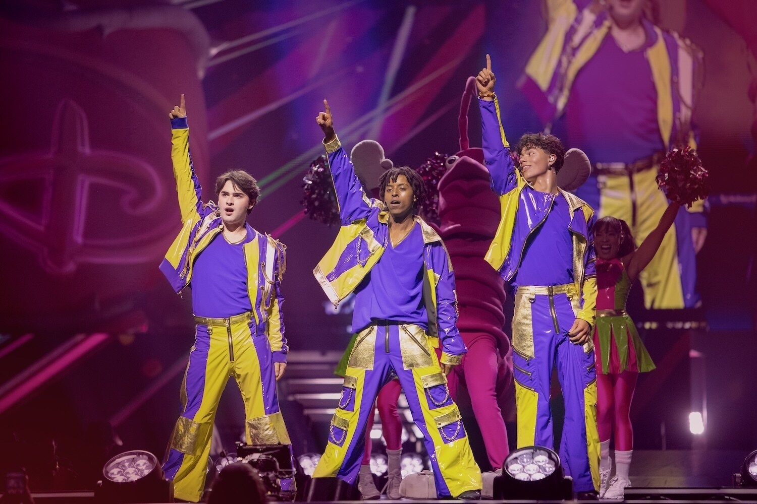 DESCENDANTS / ZOMBIES WORLDS COLLIDE - Anaheim show. (Disney/Kayla Delaura) JOSHUA COLLEY, MEKONNEN KNIFE, MALACHI BARTON